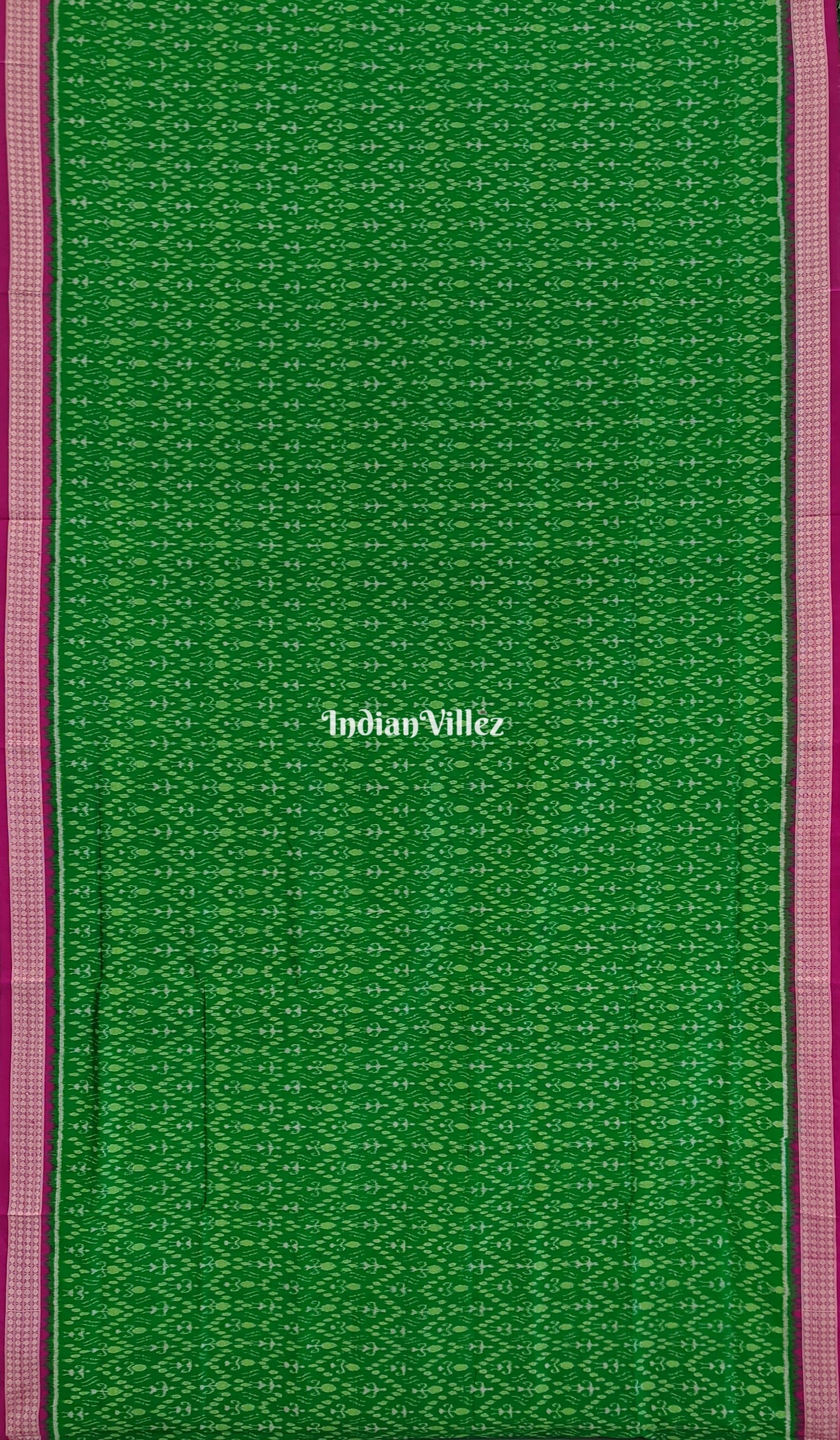 Green Pink Tribal Sambalpuri Ikat Silk Saree