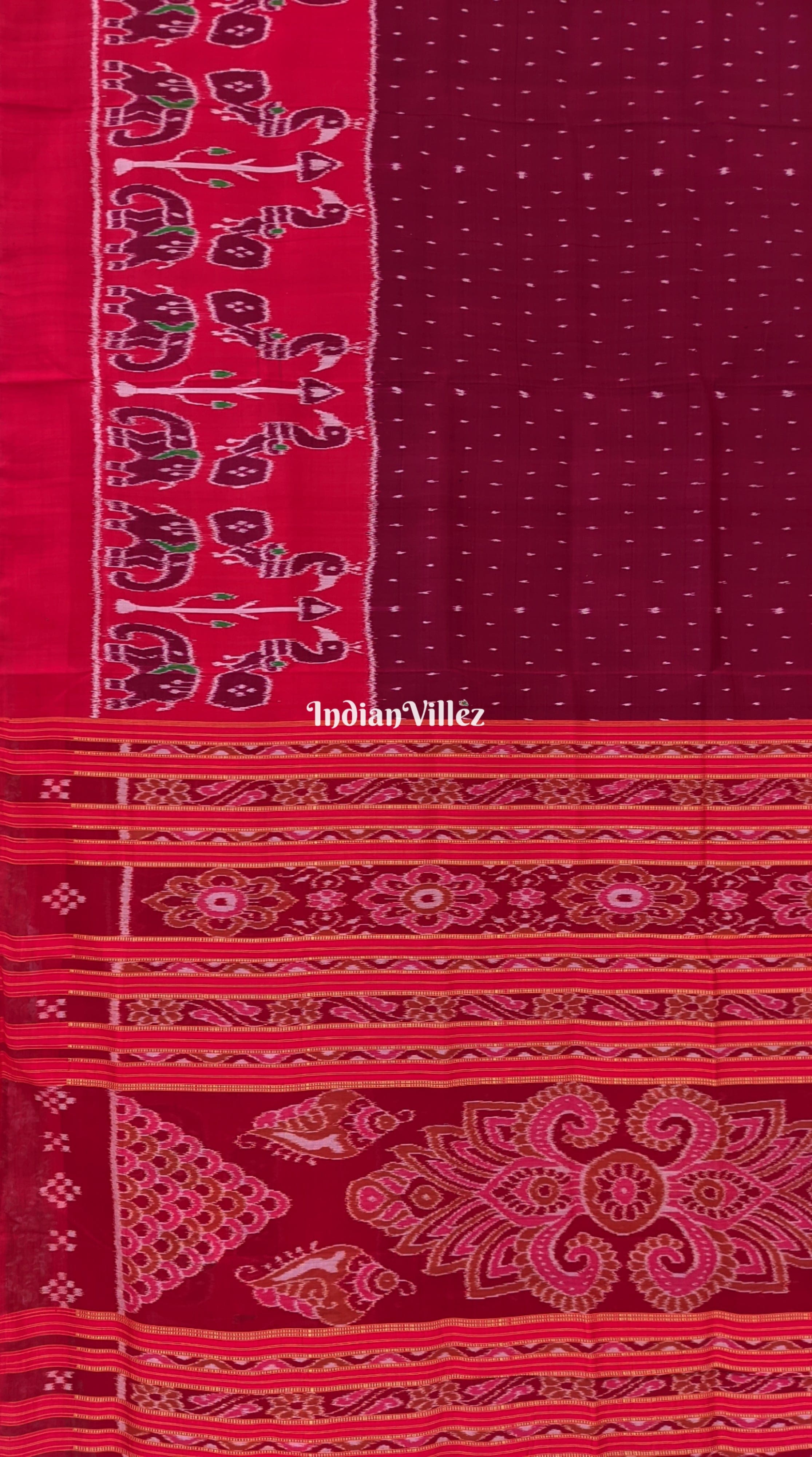 Red Animal Theme Designer Odisha Ikat Silk Saree