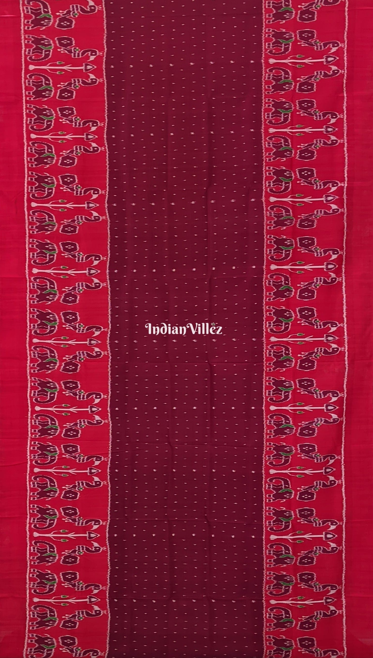 Red Animal Theme Designer Odisha Ikat Silk Saree