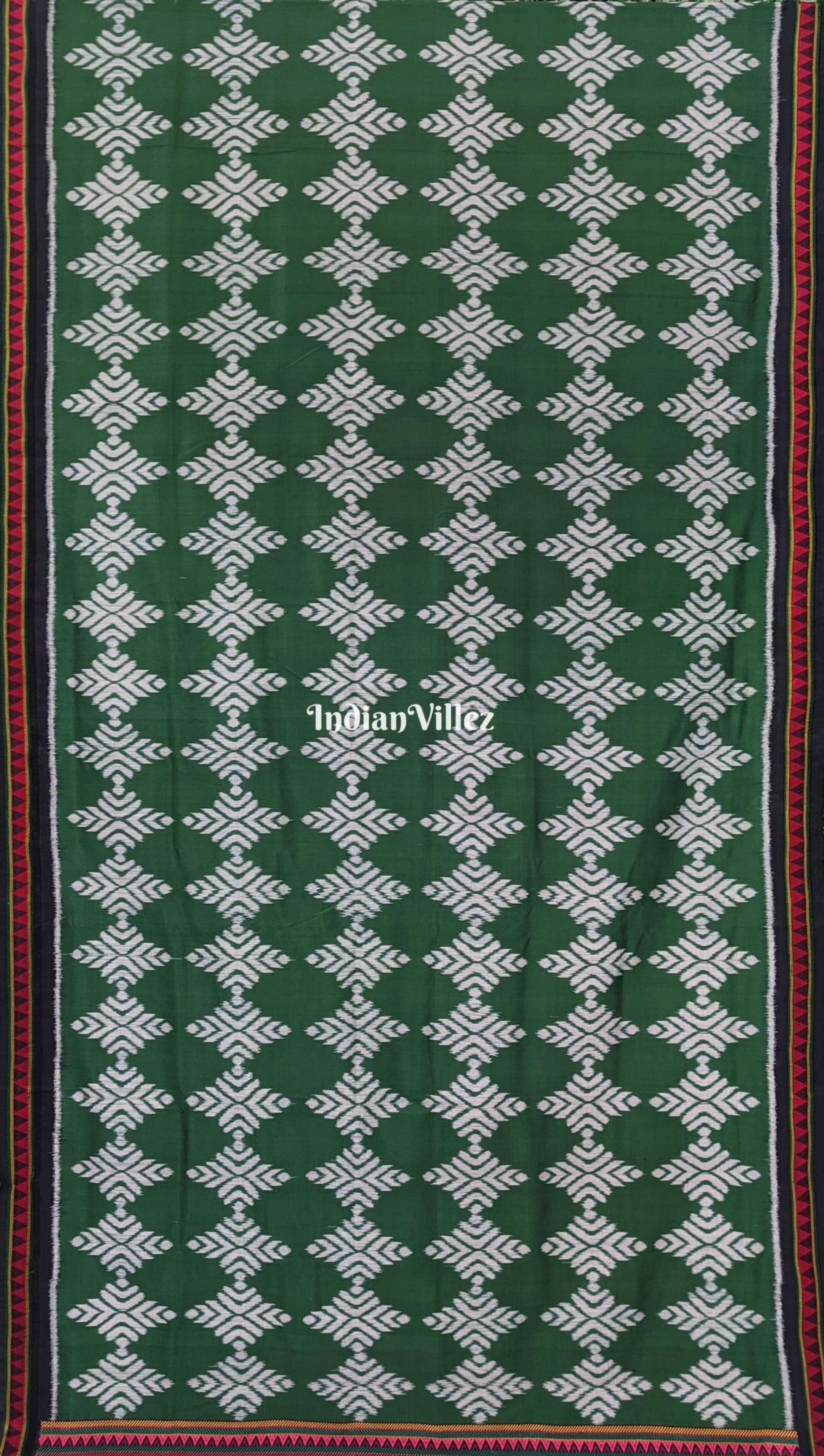 Green Jhoti with Dongria Border and Pallu Odisha Handloom Silk Saree