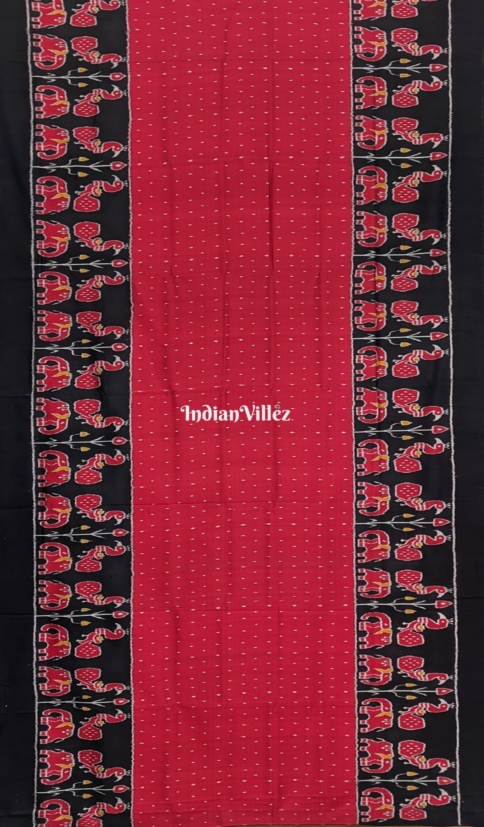 Maroon Elephant & Peacock Design Odisha Handloom Khandua Silk Saree