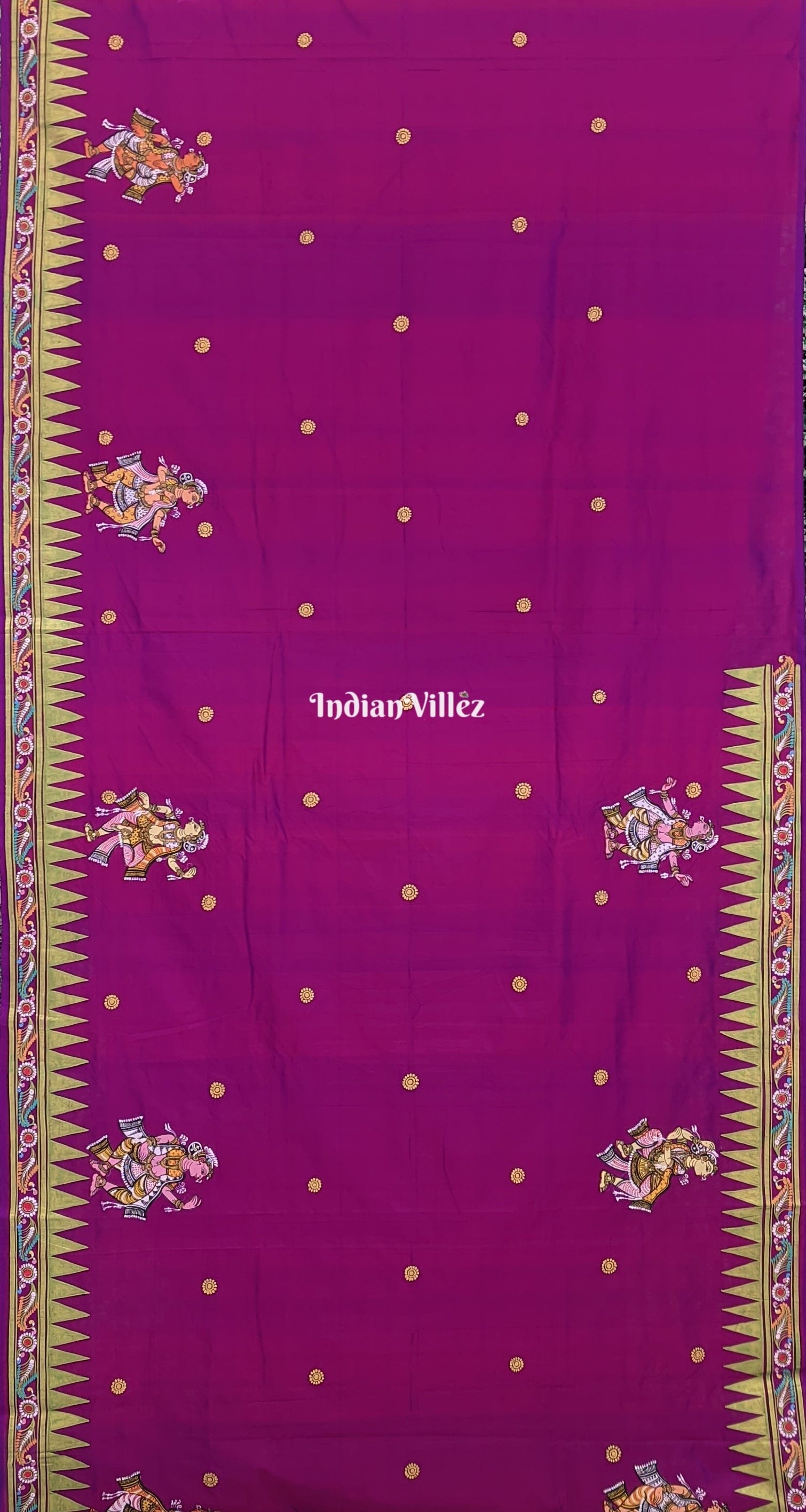 (PRE-ORDER)  Dual Purple Tone Nataki Hand-Painted Pattachitra Silk Saree