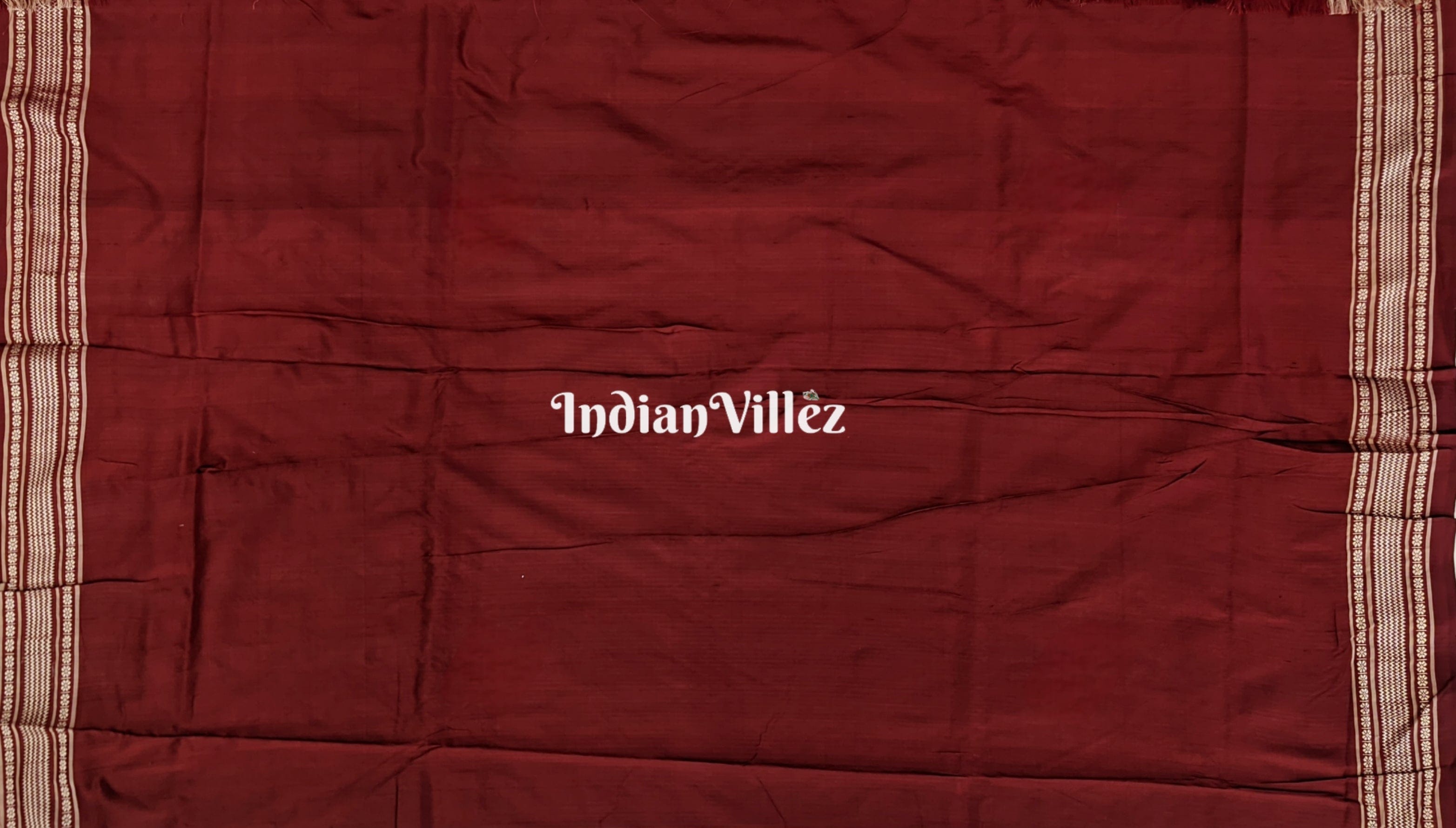 Maroon Creeper Design Sambalpuri Natural Dyed Handloom Silk Saree