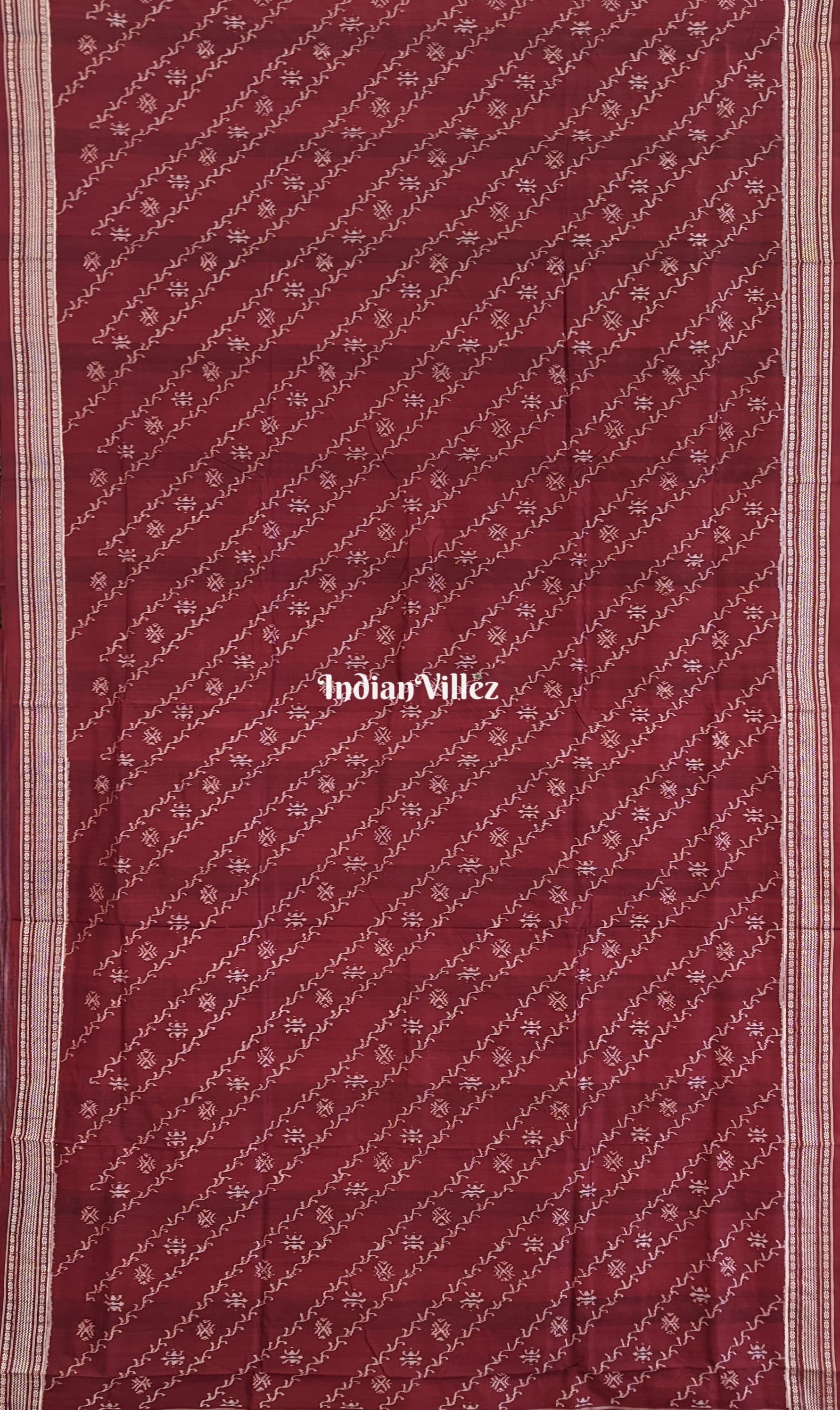 Maroon Creeper Design Sambalpuri Natural Dyed Handloom Silk Saree