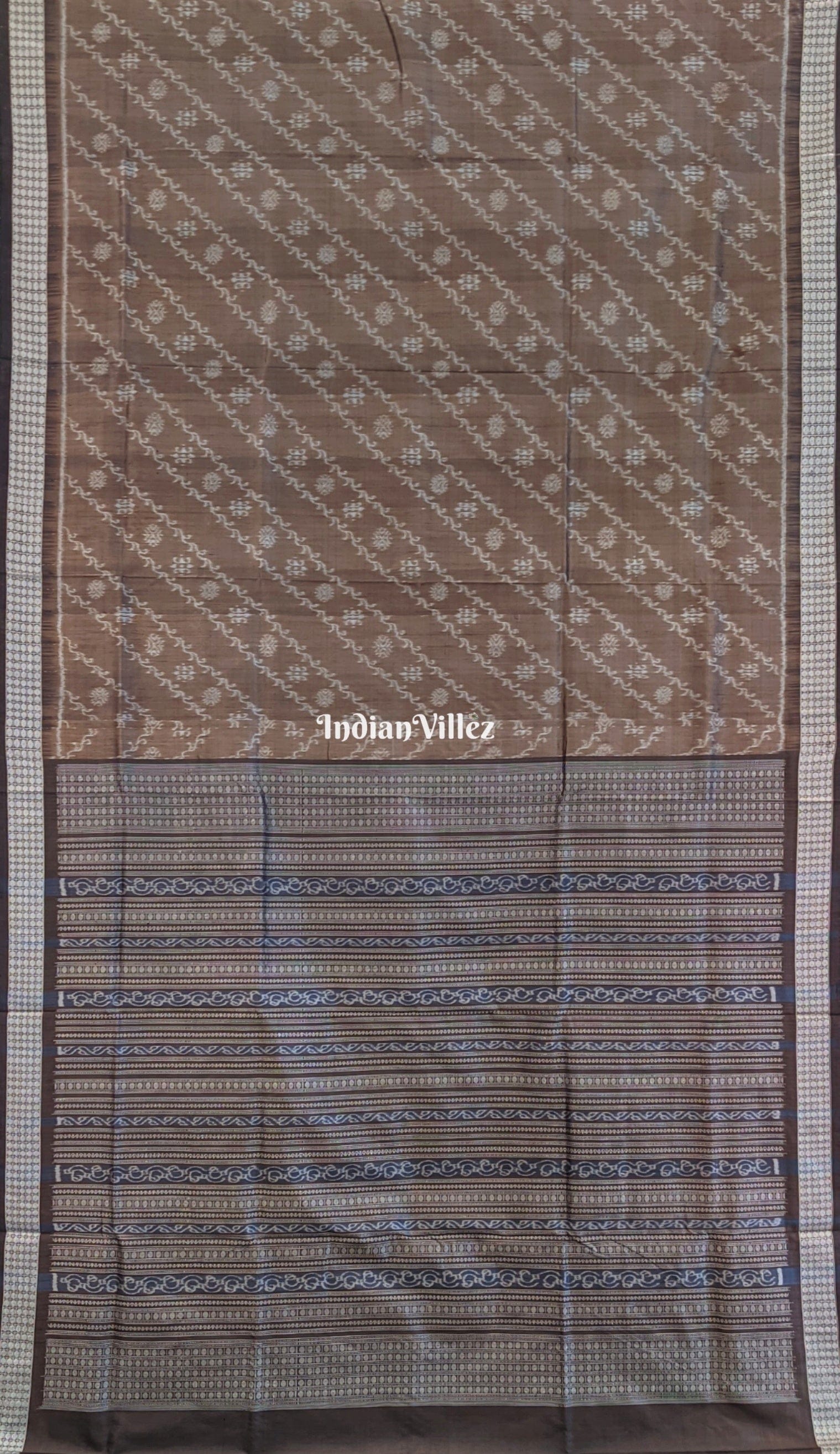 Greige Gray Odisha Handloom Natural Dyed Sambalpuri Silk Saree