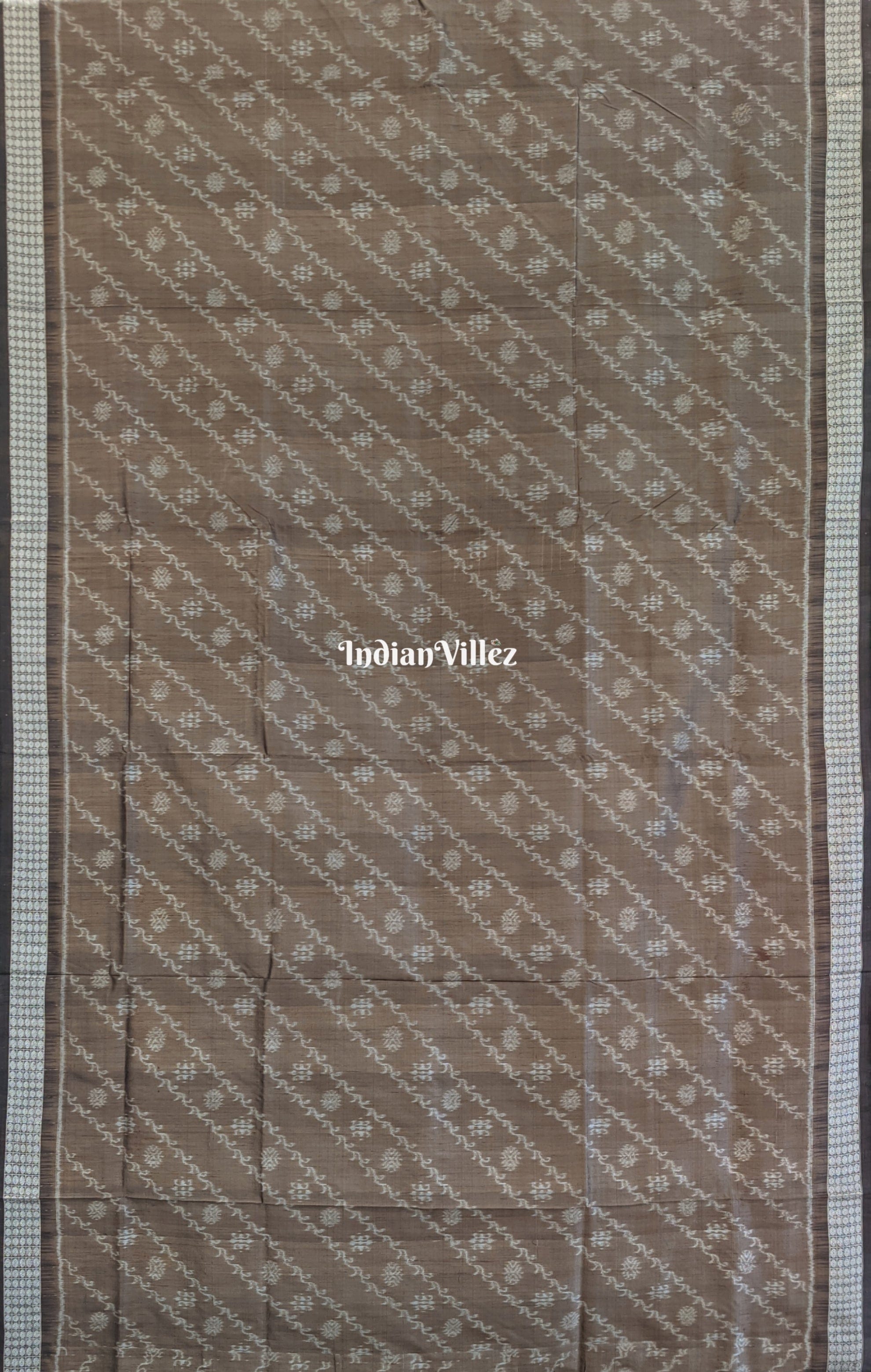 Greige Gray Odisha Handloom Sambalpuri Natural Dyed Silk Saree