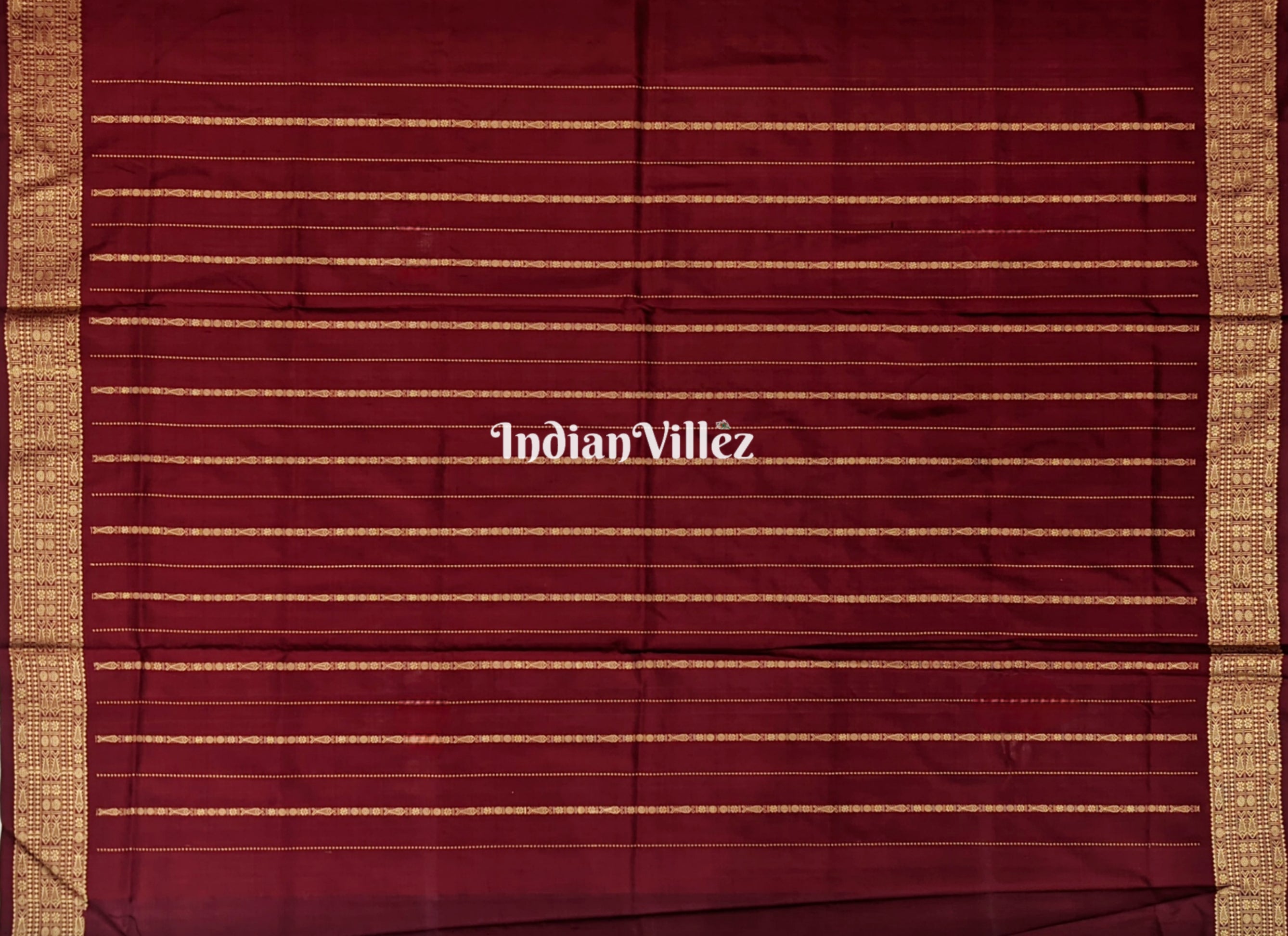 Maroon Sankha Vishnu Mantra Sambalpuri Ikat Handloom Silk Saree