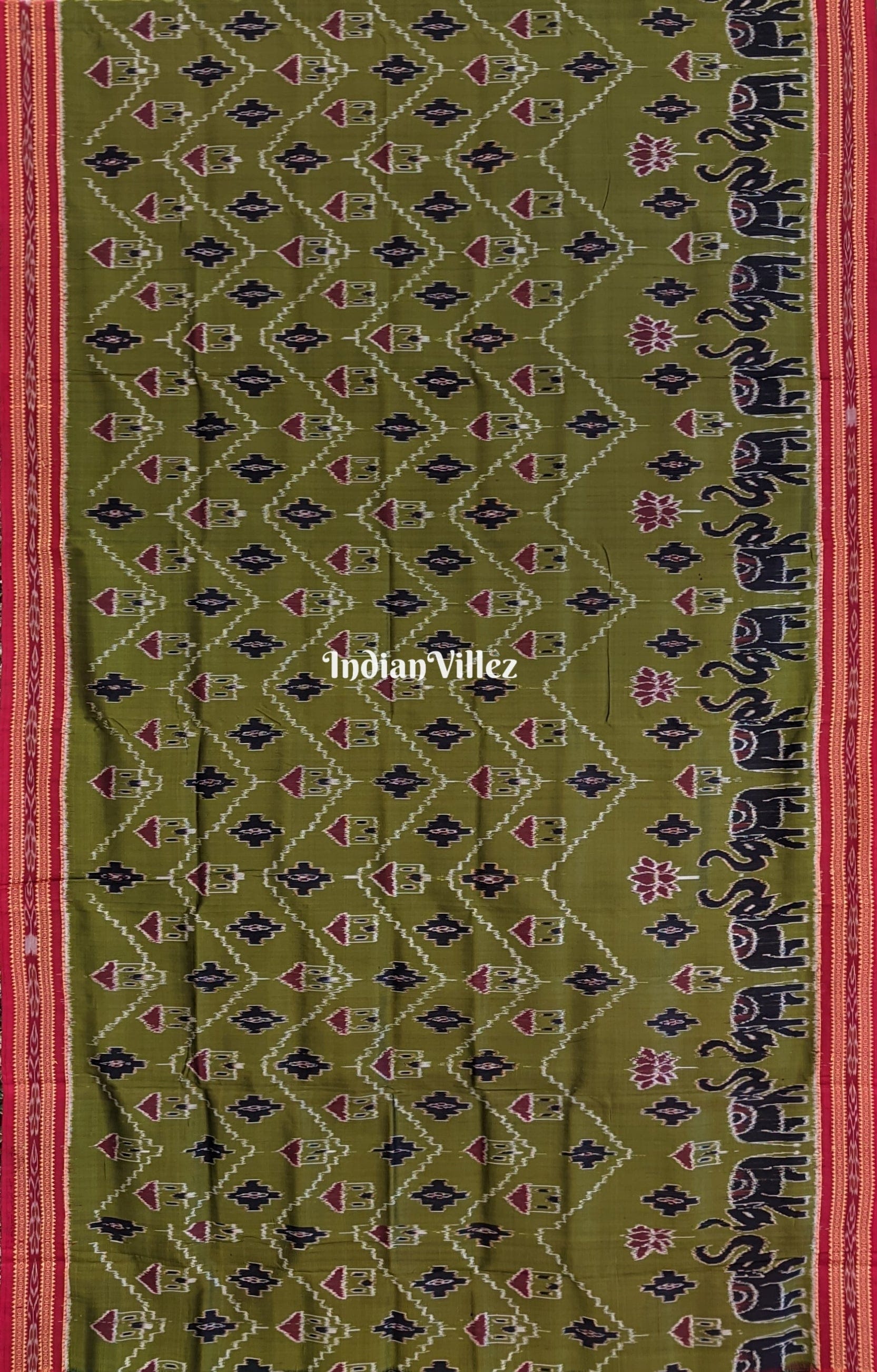 Mehndi Green Tribal Odisha Handloom Khandua Silk Saree
