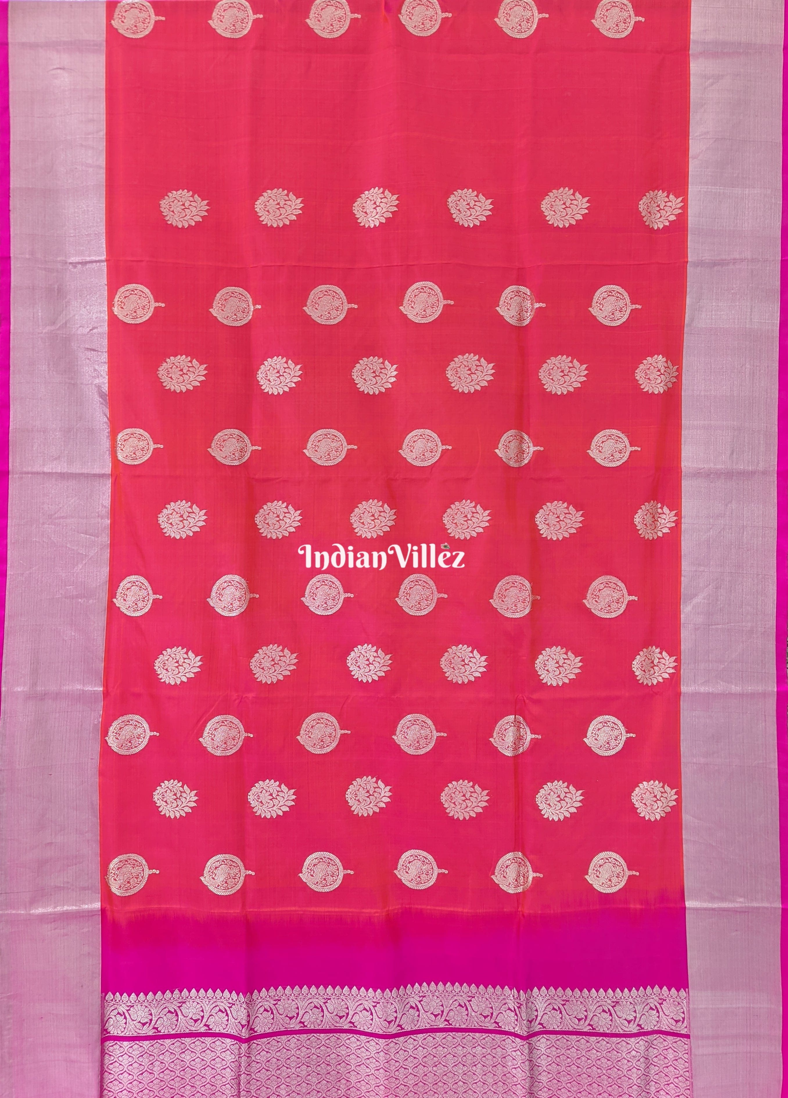 Carrot Pink Venkatagiri Silk Pattu Saree