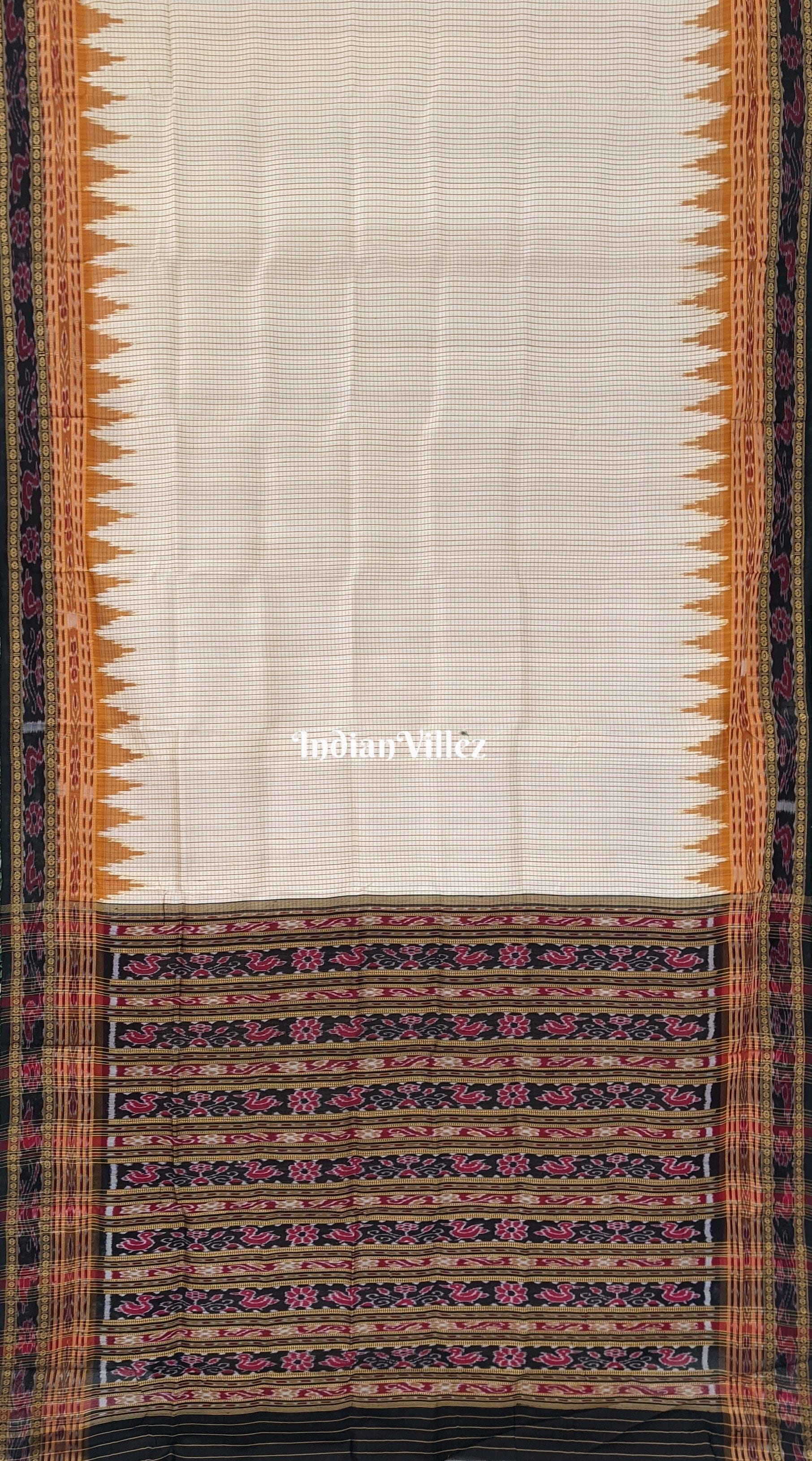 Off White Sachipar Odisha Handloom Khandua Silk Saree