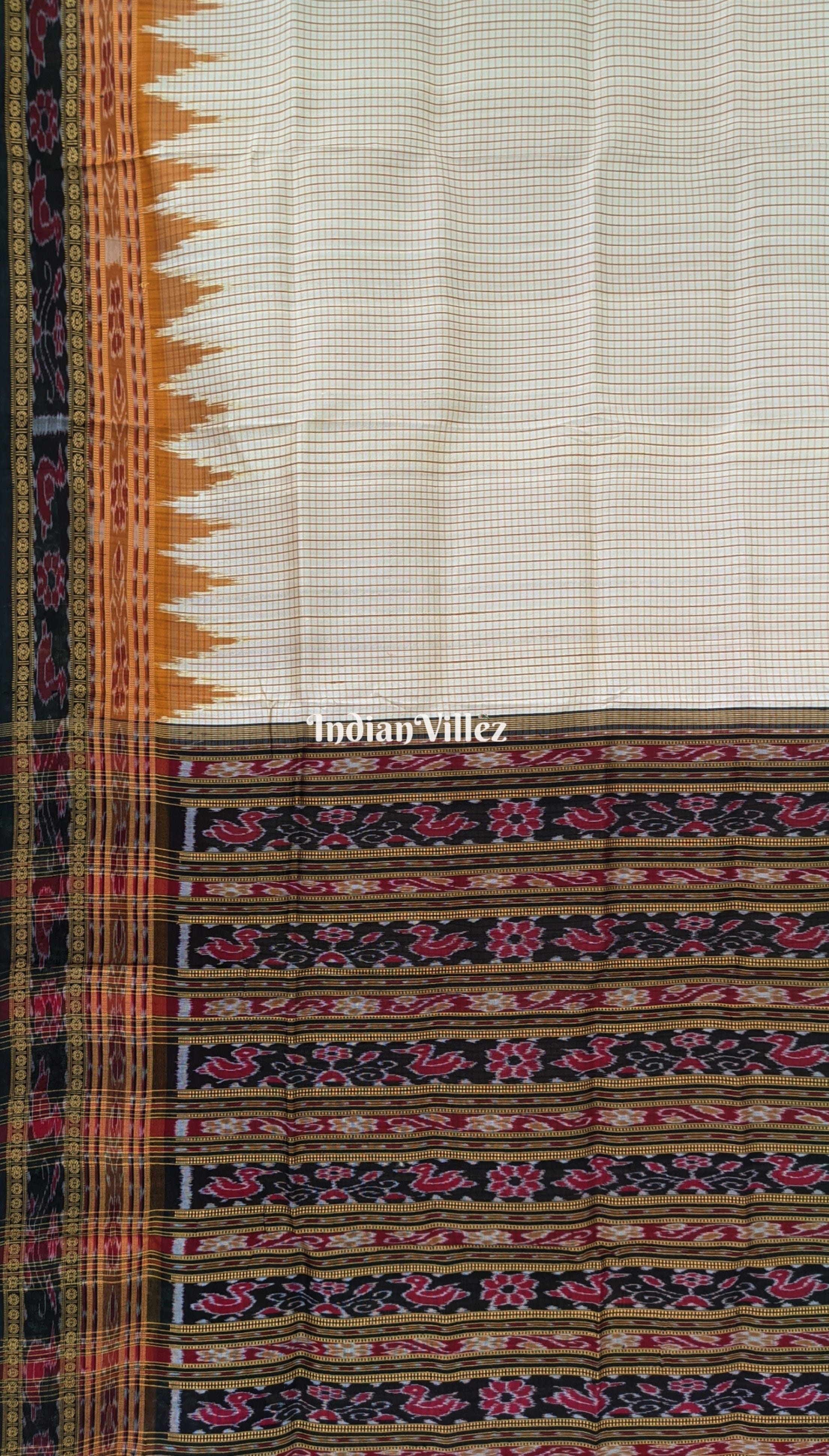Off White Sachipar Odisha Handloom Khandua Silk Saree
