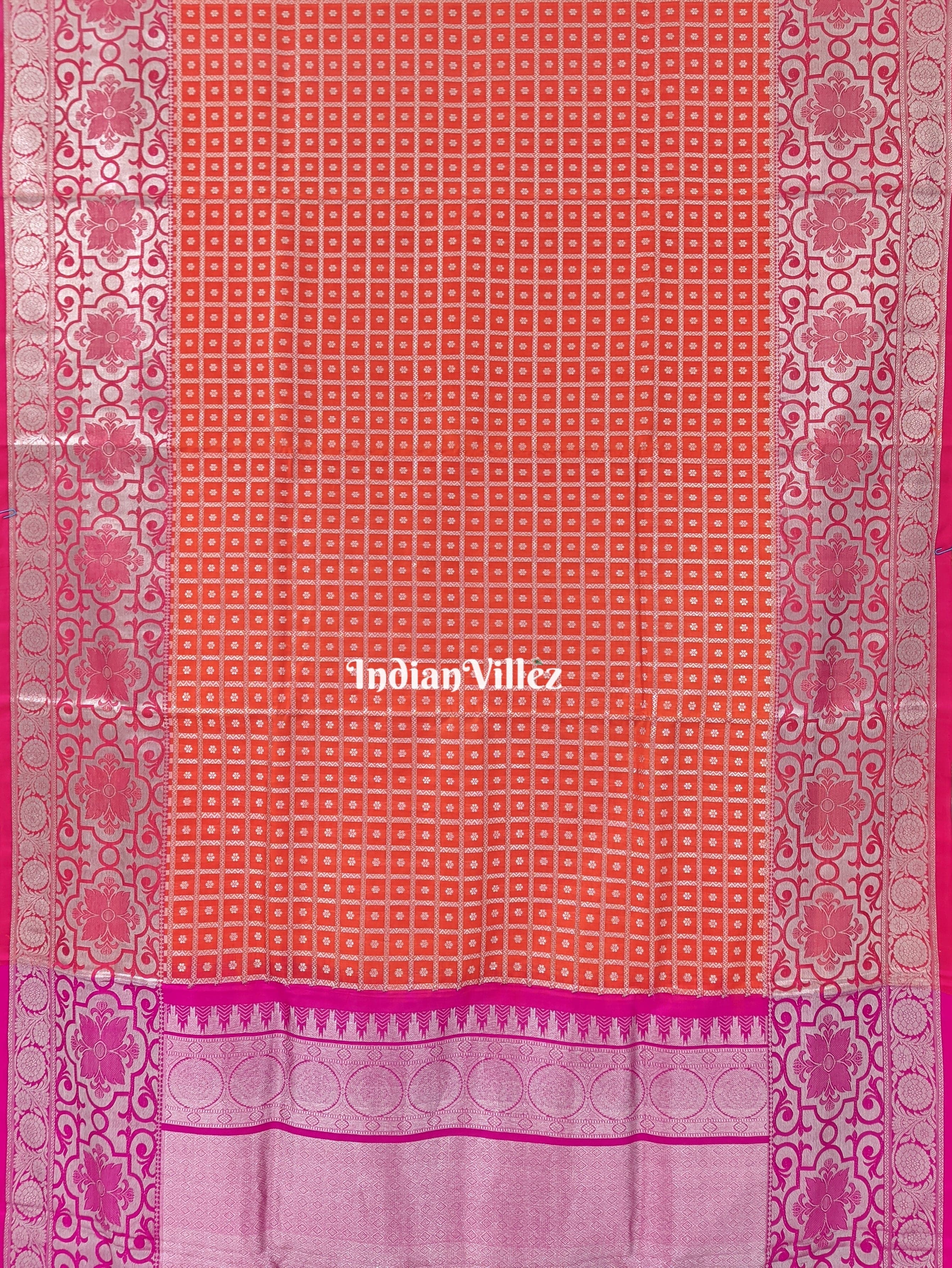 Orange Venkatagiri Silk Saree