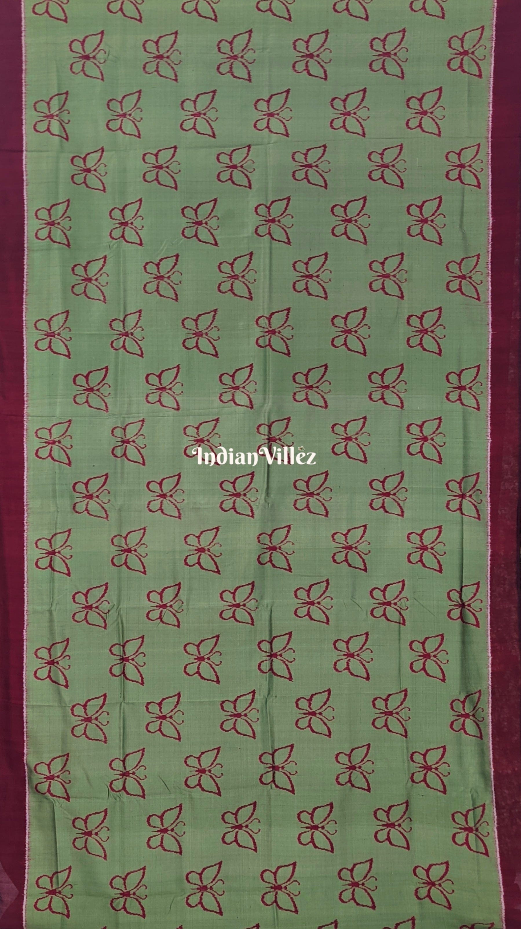 Pista Green Butterfly Design with Tribal Anachal Contemporary Silk Saree