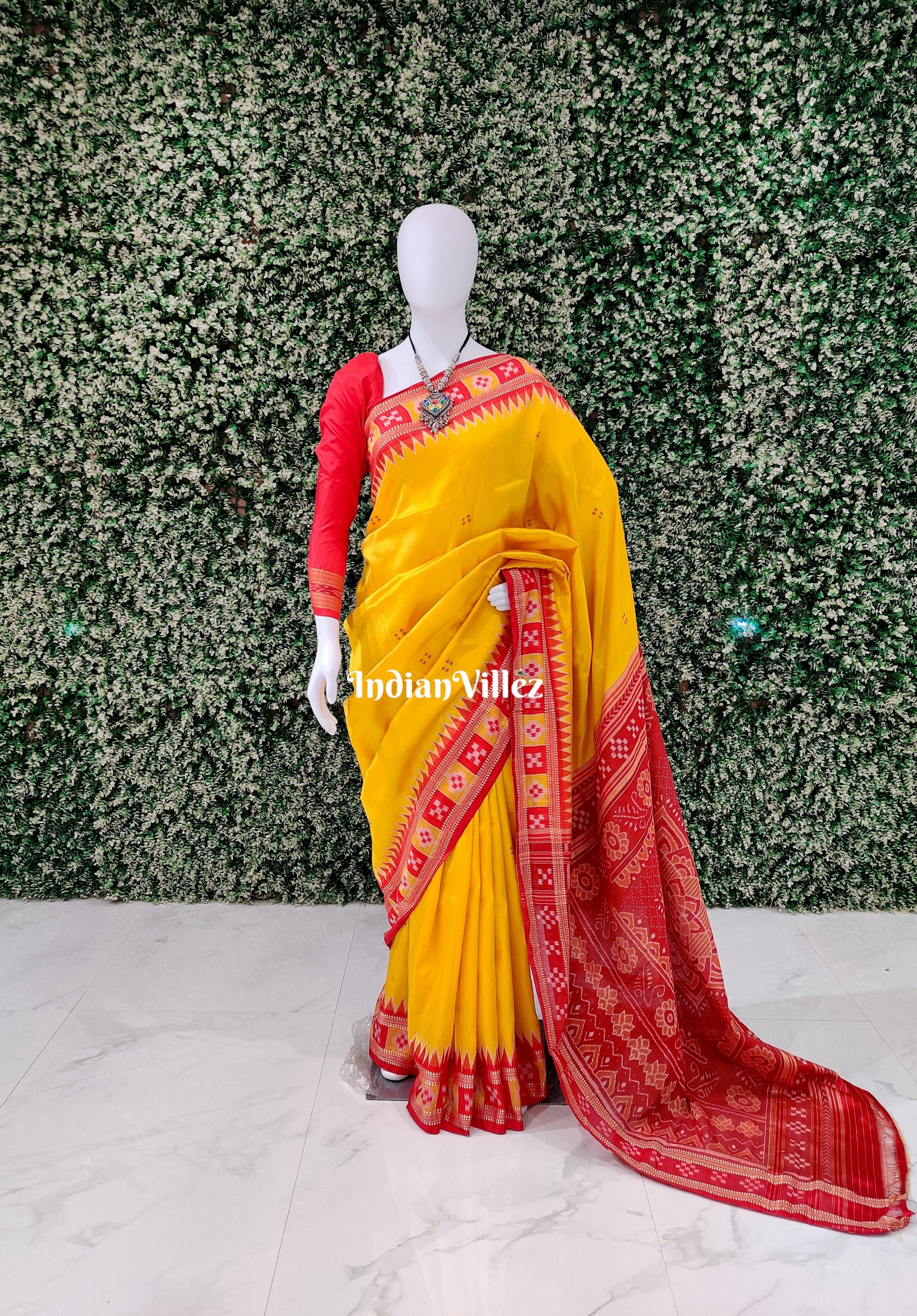 Yellow Single Pasapali Border Orisha Handloom Khandua Silk Saree