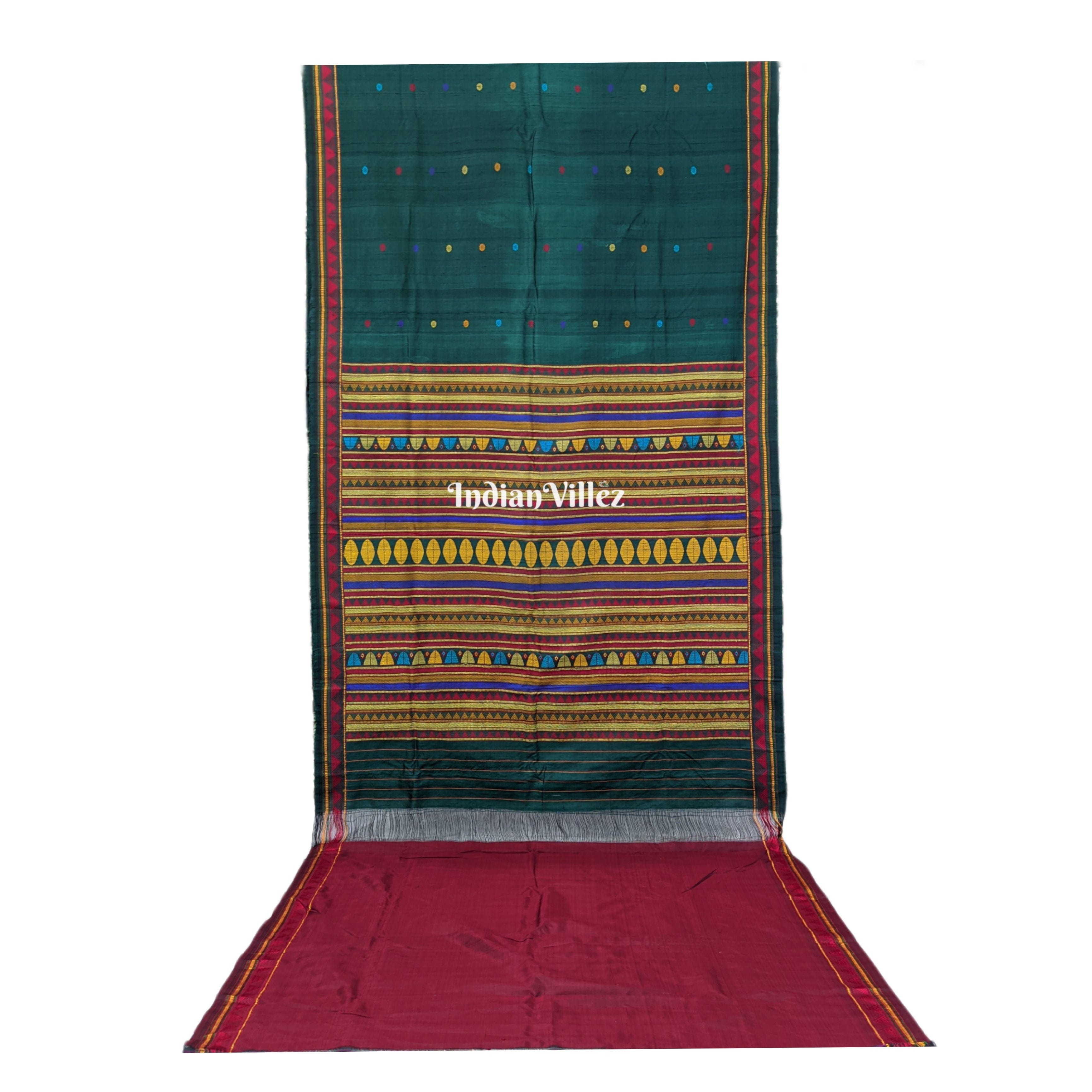 Rama Green Odisha Handloom Dongria Silk Saree