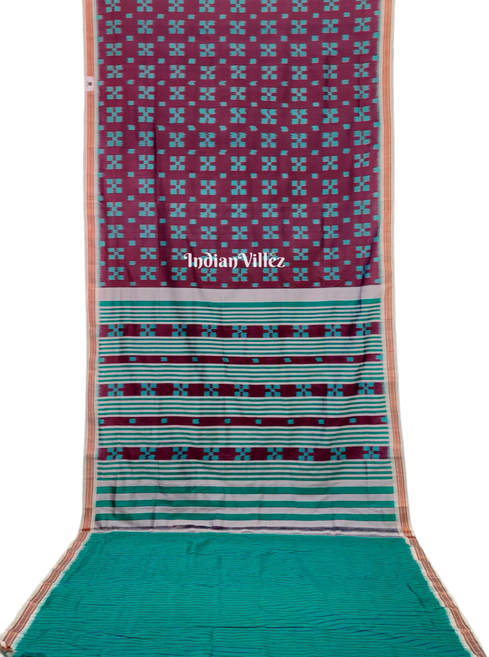 Contemporary Pasapali Aquamarine with Purple Base Sambalpuri Ikat Silk Saree