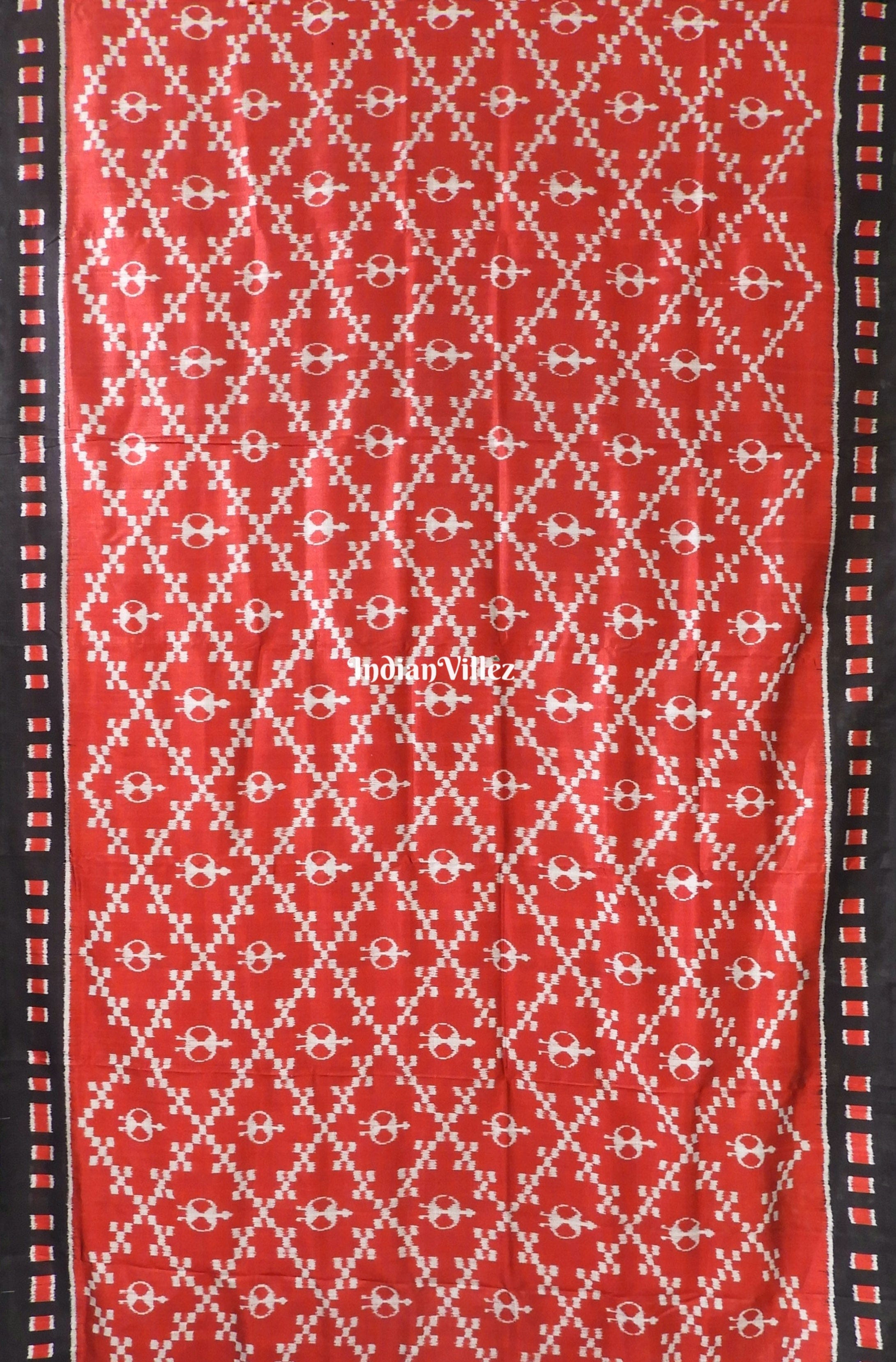 Red Tribal Contemporary Odisha Handloom Khandua Silk Saree