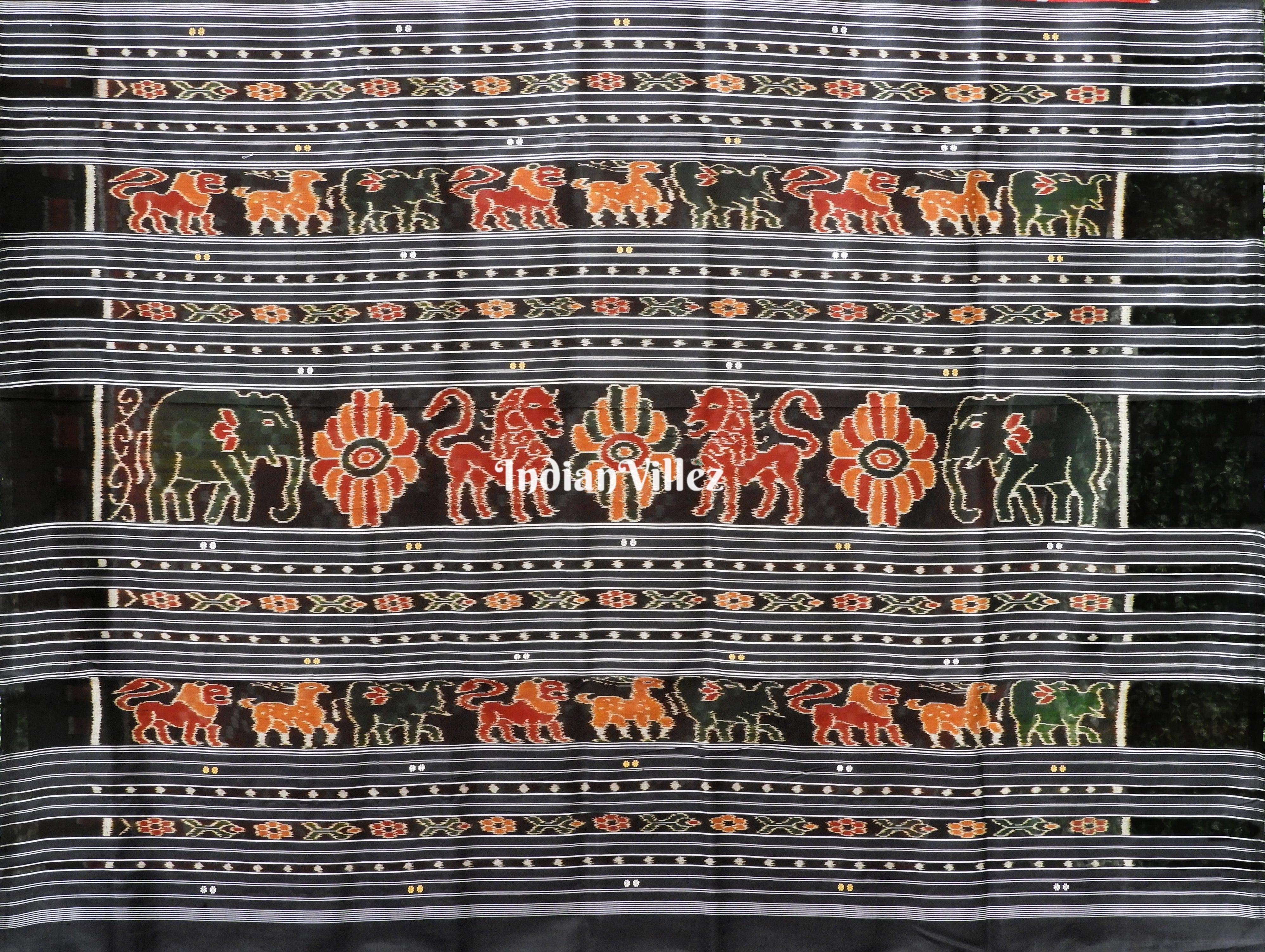 Red Tribal Contemporary Odisha Handloom Khandua Silk Saree