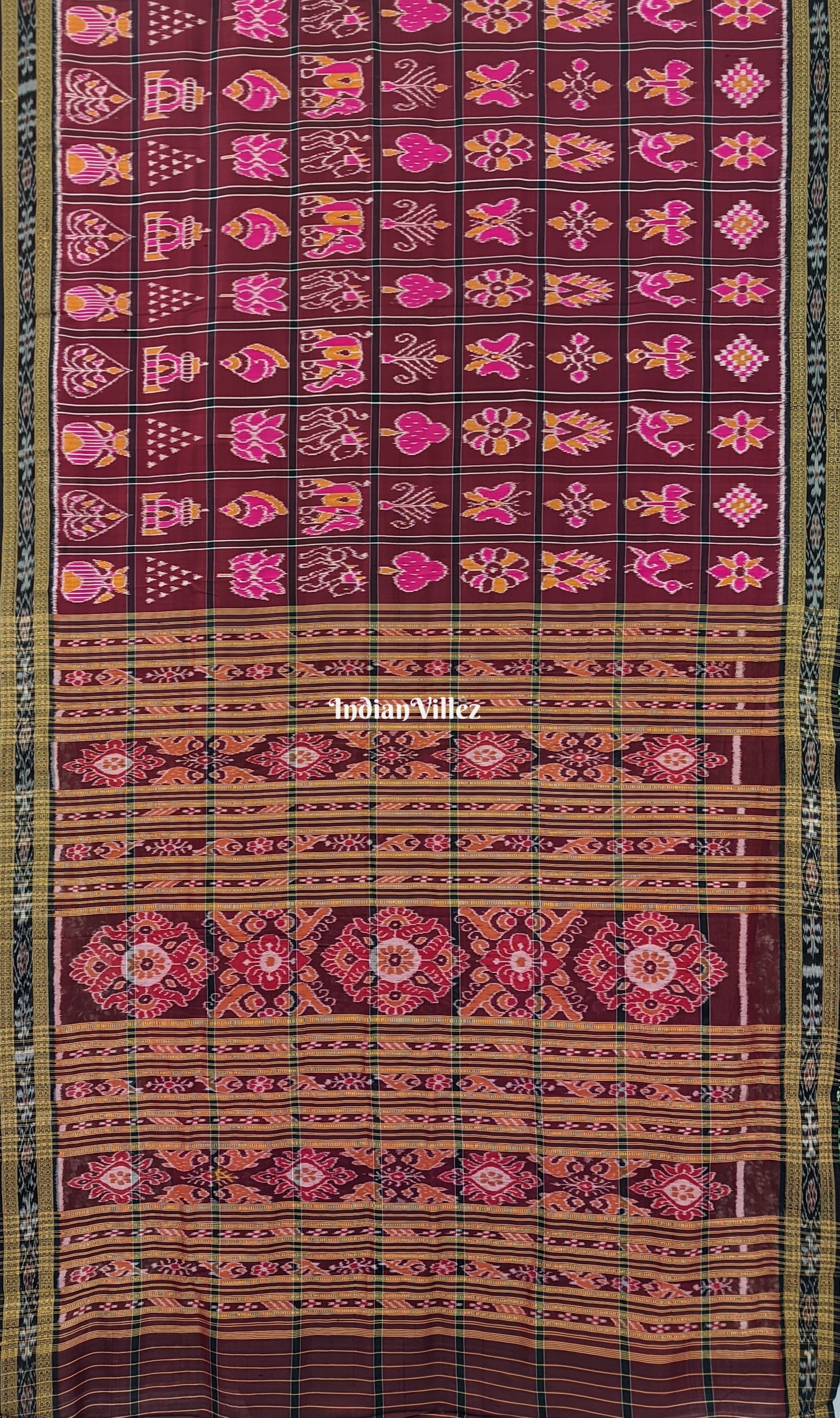 Wine Nabakothi Khandua Silk Saree