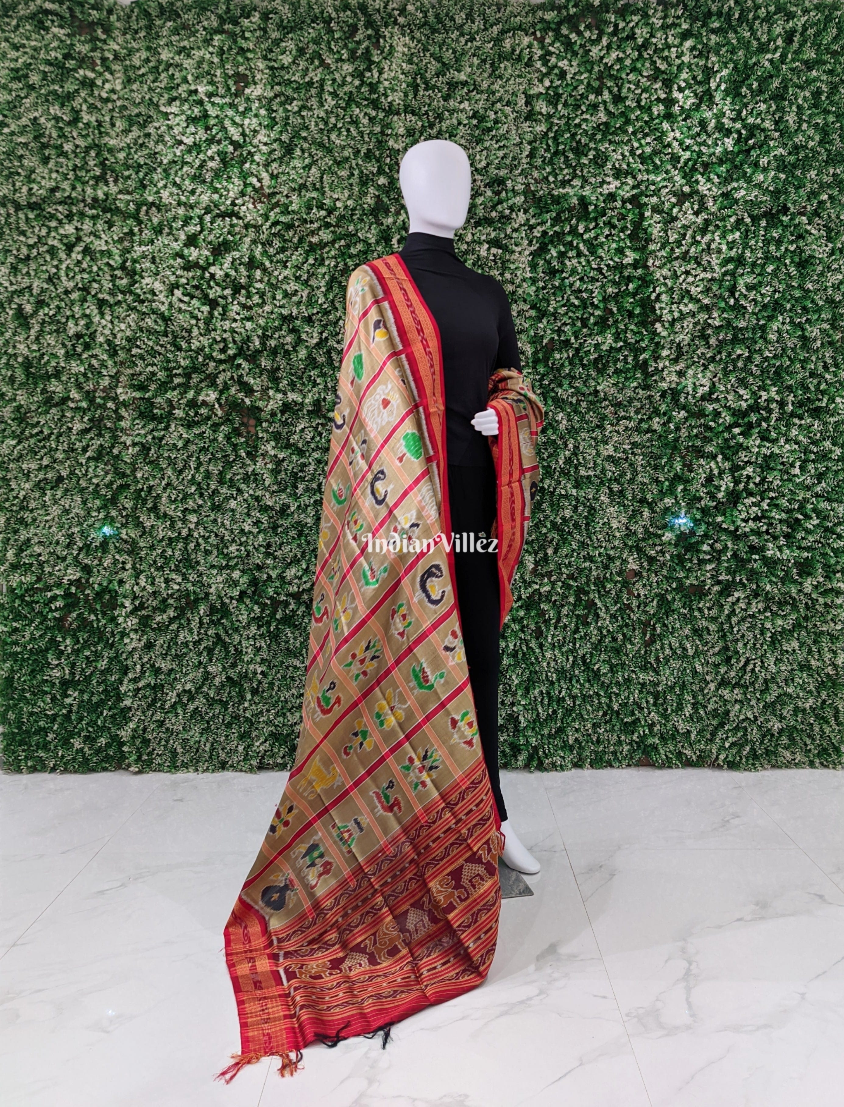 Beige Nabakothi Odisha Handloom Silk Dupatta