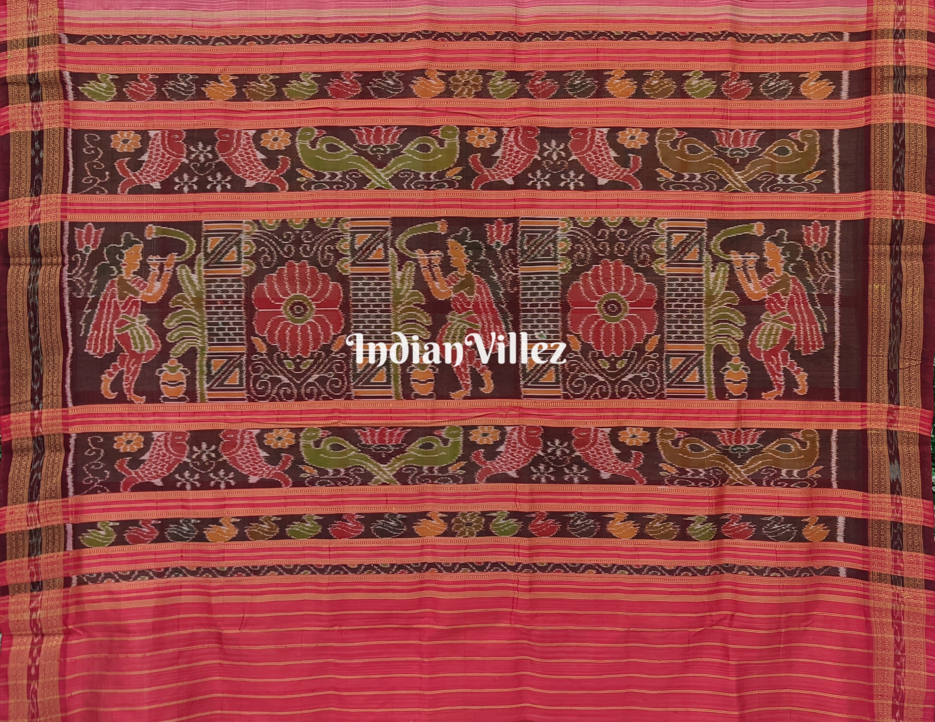 White with Red Border Nabakothi Khandua Silk Saree (Nartaki Aanchal)