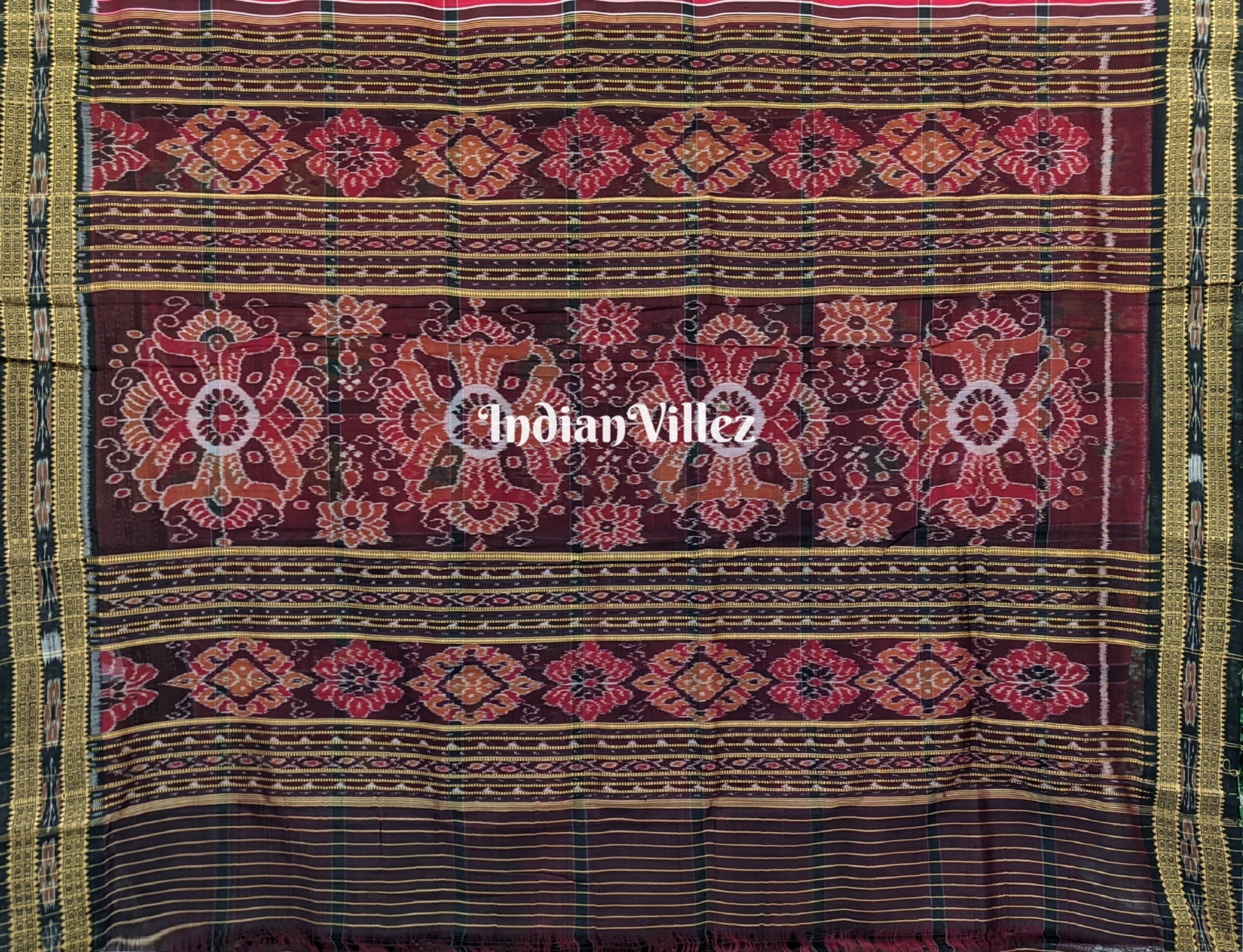 Red Nabakothi Khandua Ikat  Odisha Handloom Silk Saree