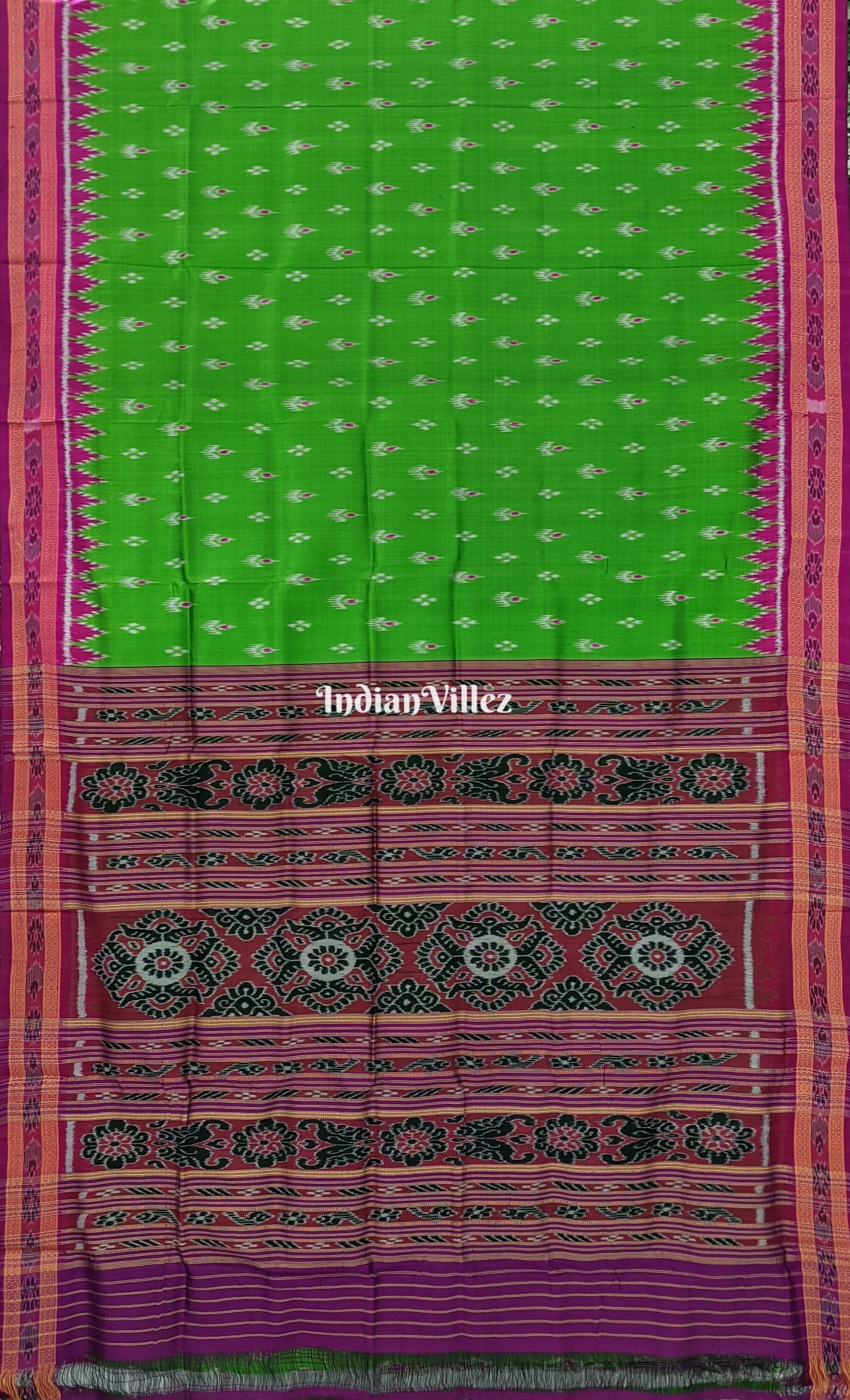 Green Mayura Chandrika Odisha Handloom Khandua Silk Saree