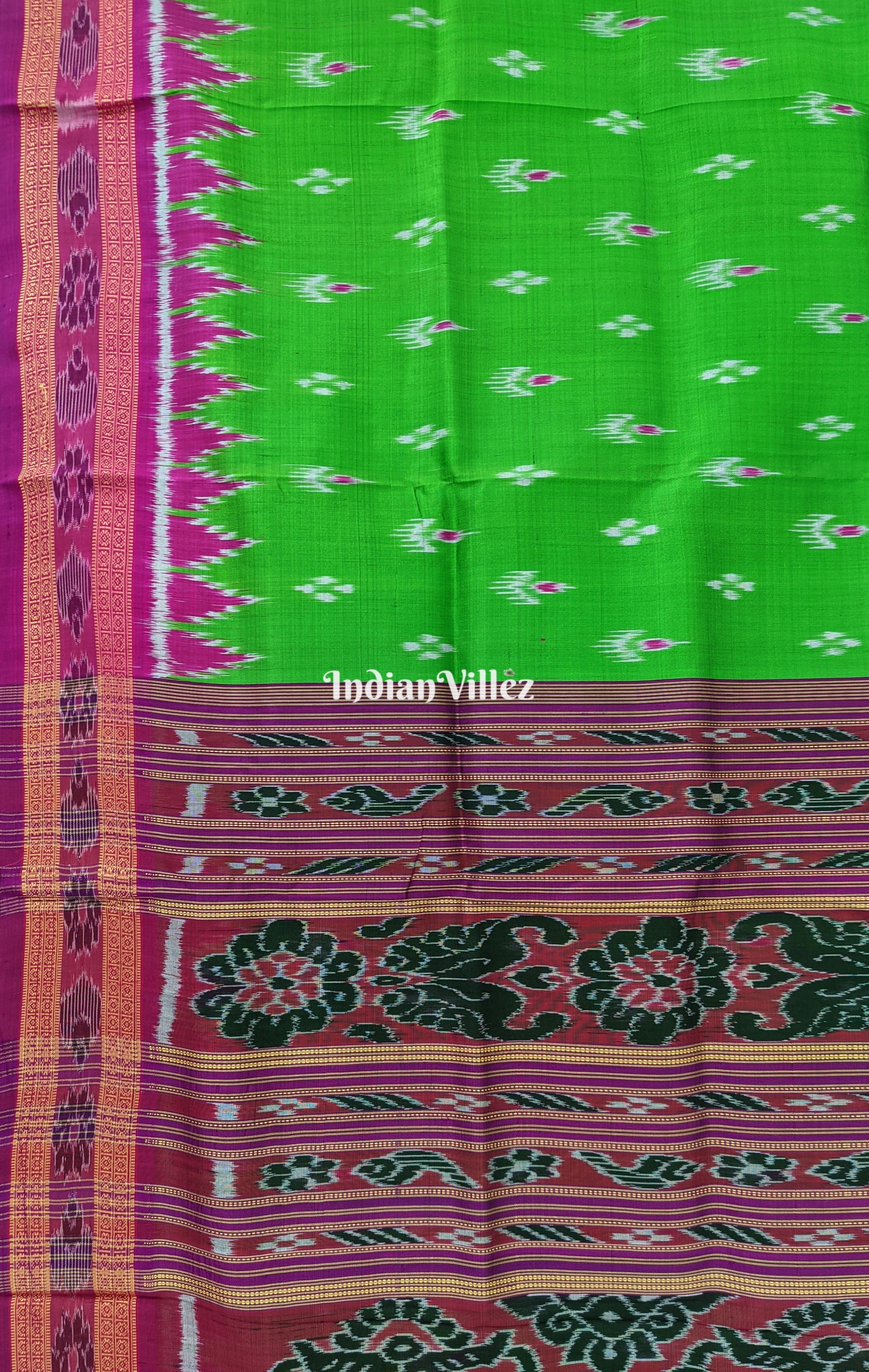 Green Mayura Chandrika Odisha Handloom Khandua Silk Saree