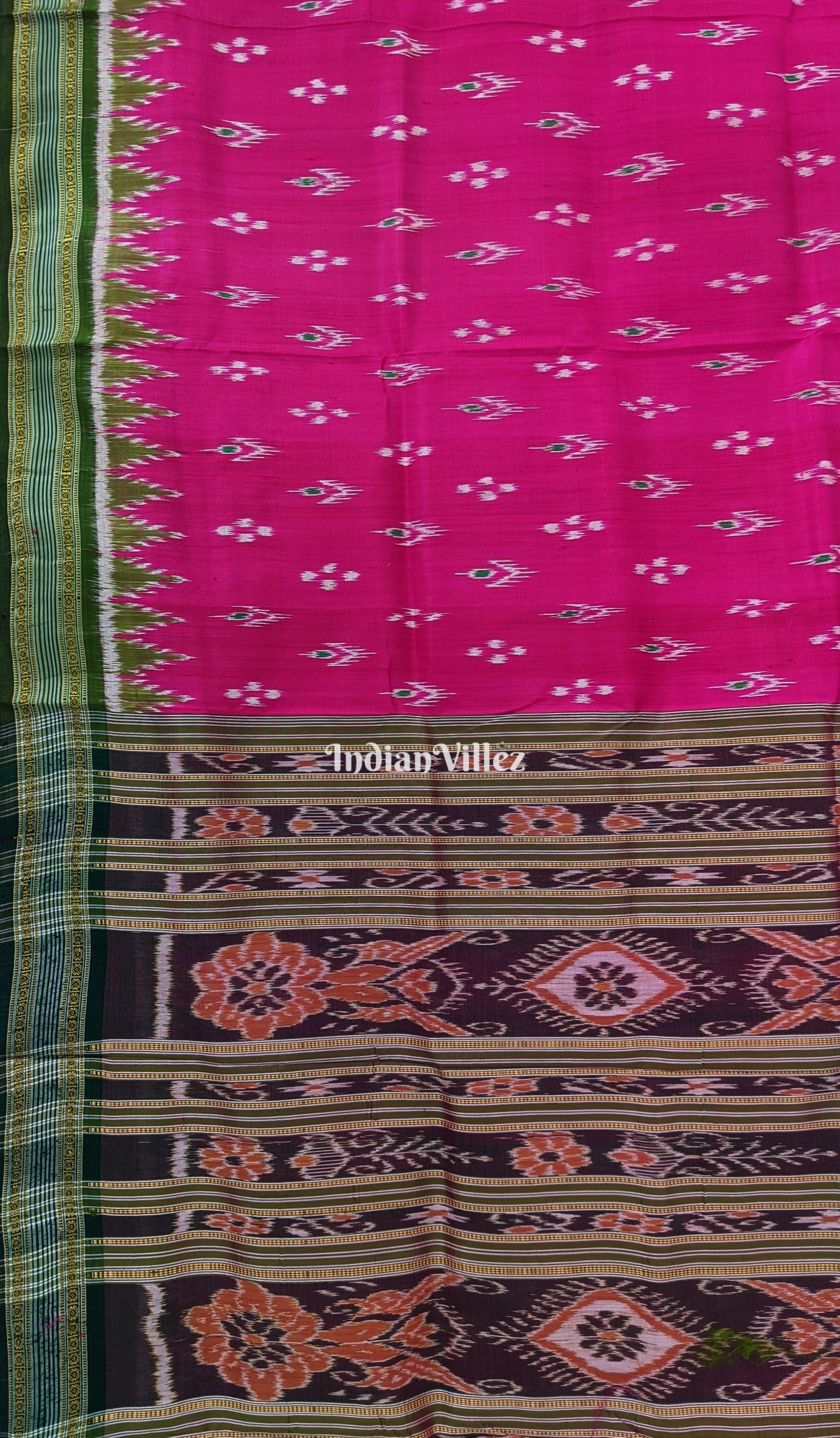Pink with Black Border Mayura Chandrika Khandua Silk Saree