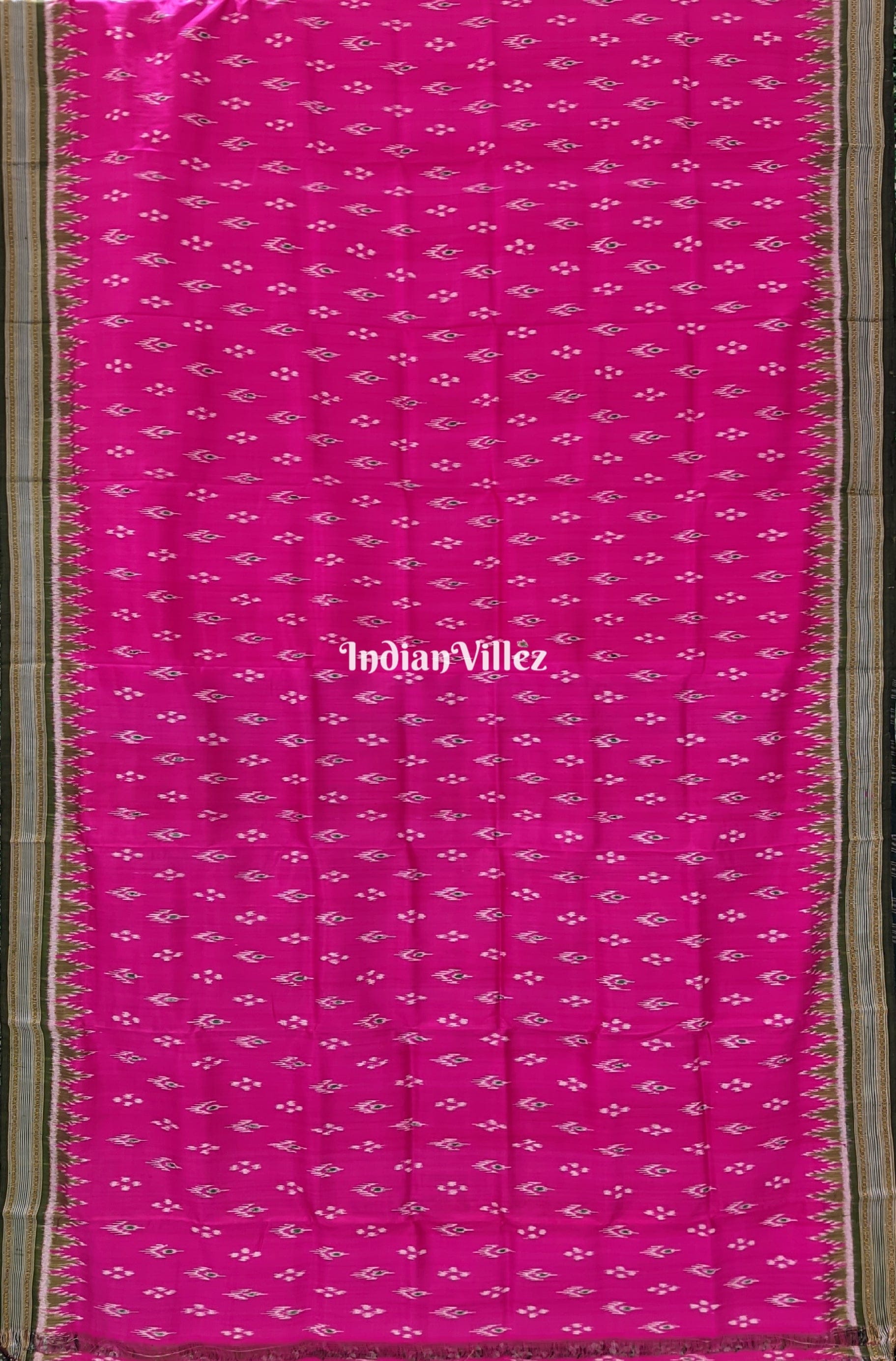 Pink with Black Border Mayura Chandrika Khandua Silk Saree