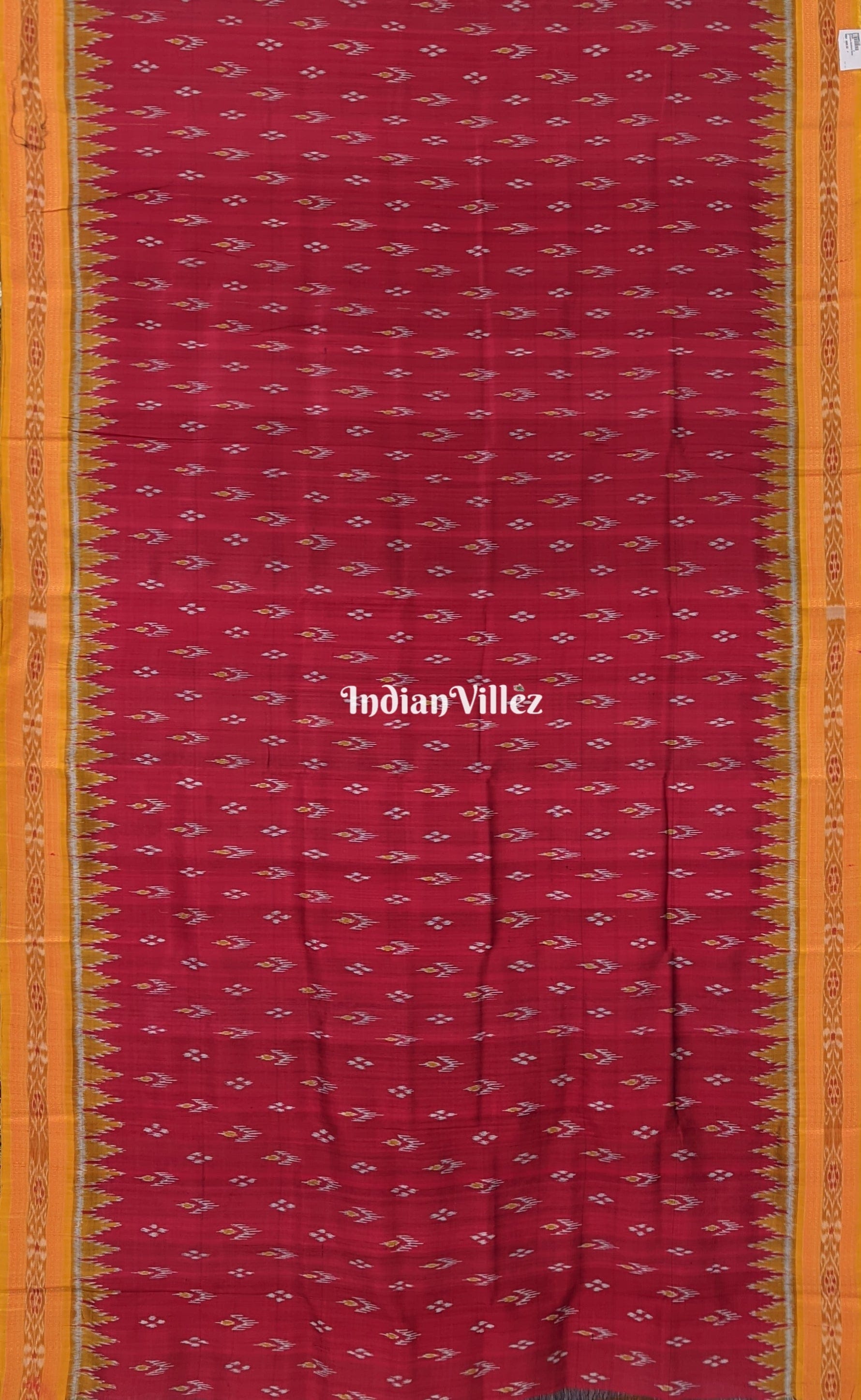 Red with Yellow Border Mayura Chandrika Khandua Silk Saree