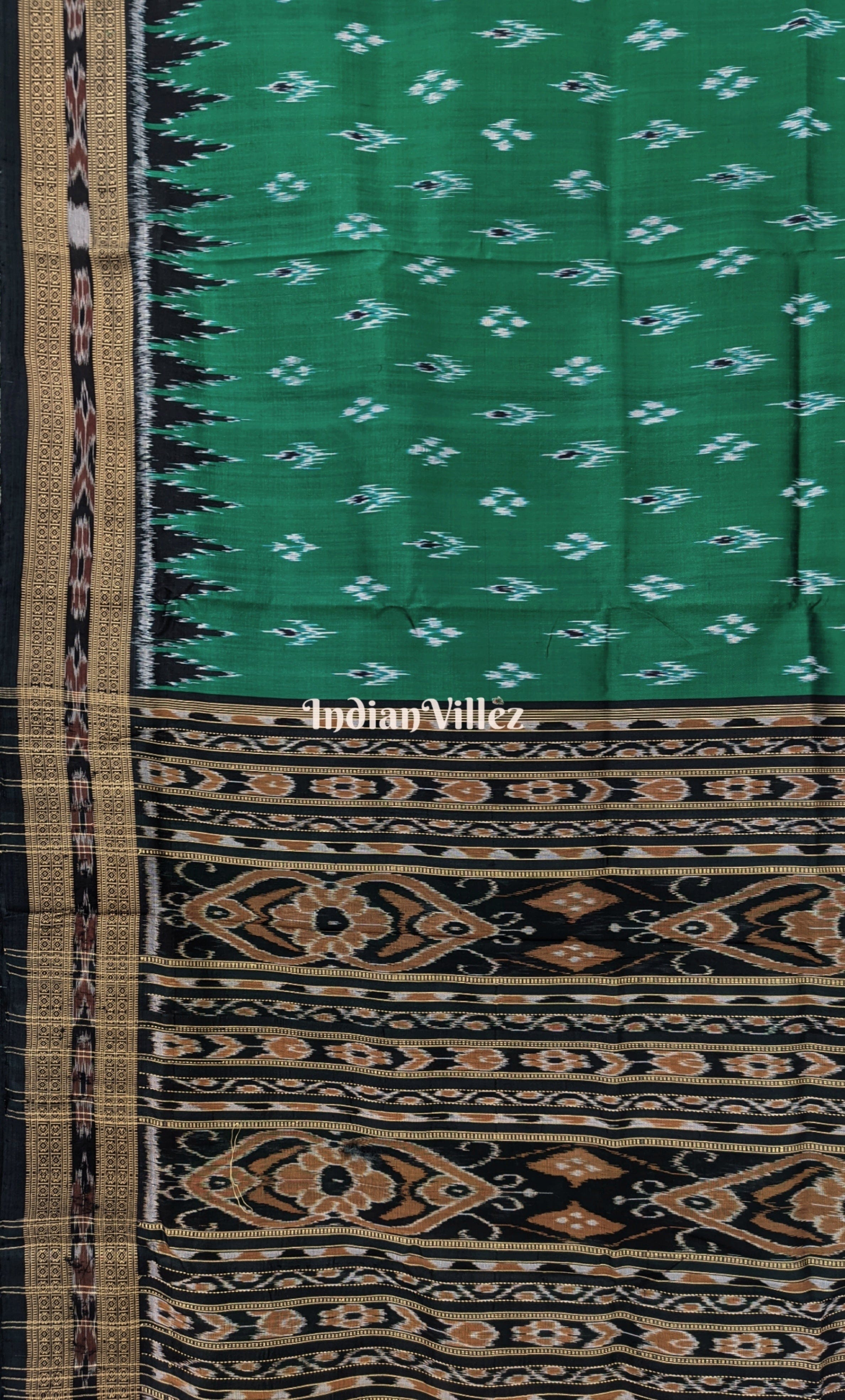 Green with Black Border Mayura Chandrika Khandua Silk Saree