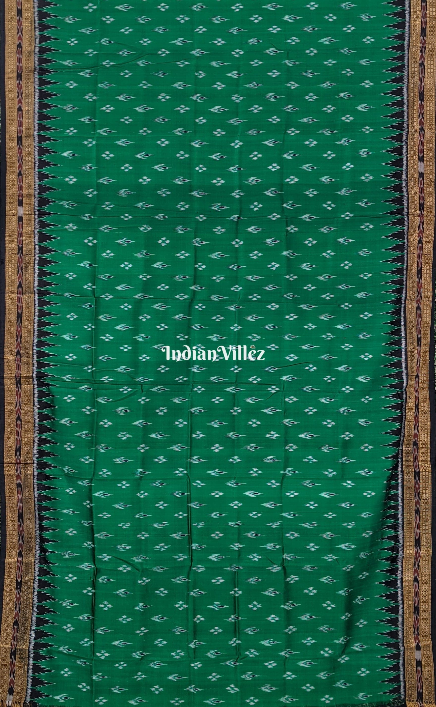 Green with Black Border Mayura Chandrika Khandua Silk Saree