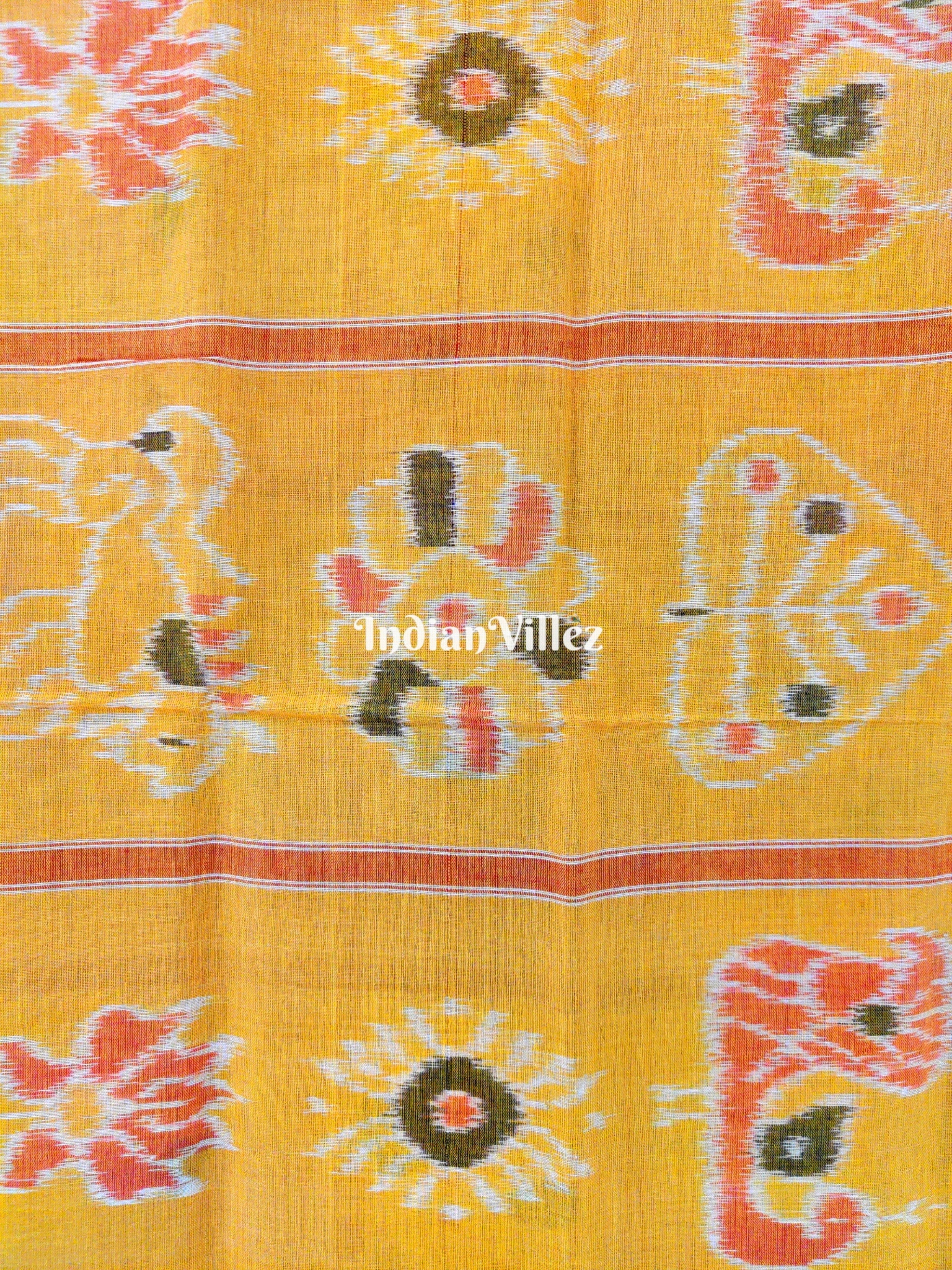 Yellow Red Odisha Handloom Nabakothi Cotton Saree