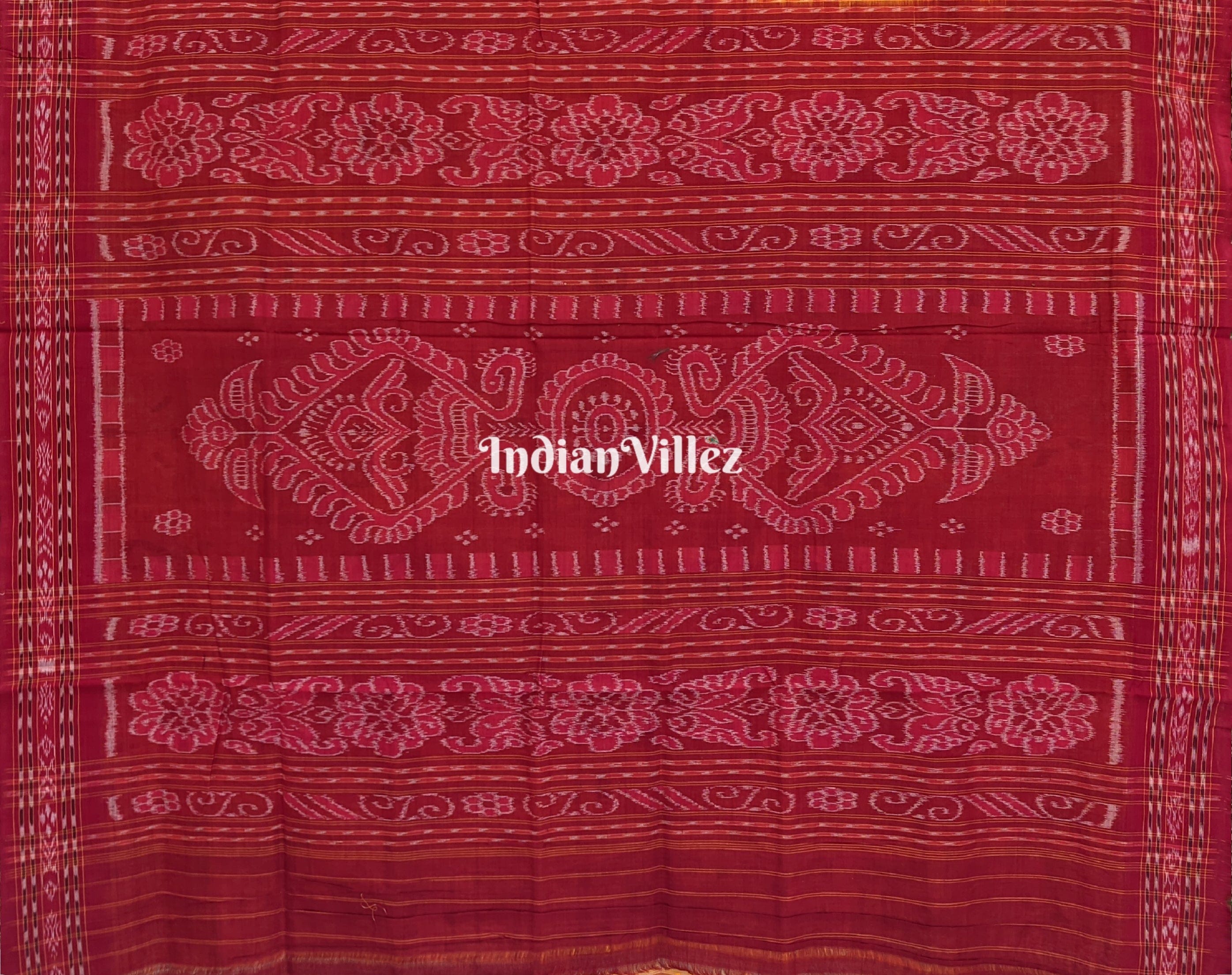 Yellow Red Odisha Handloom Nabakothi Cotton Saree