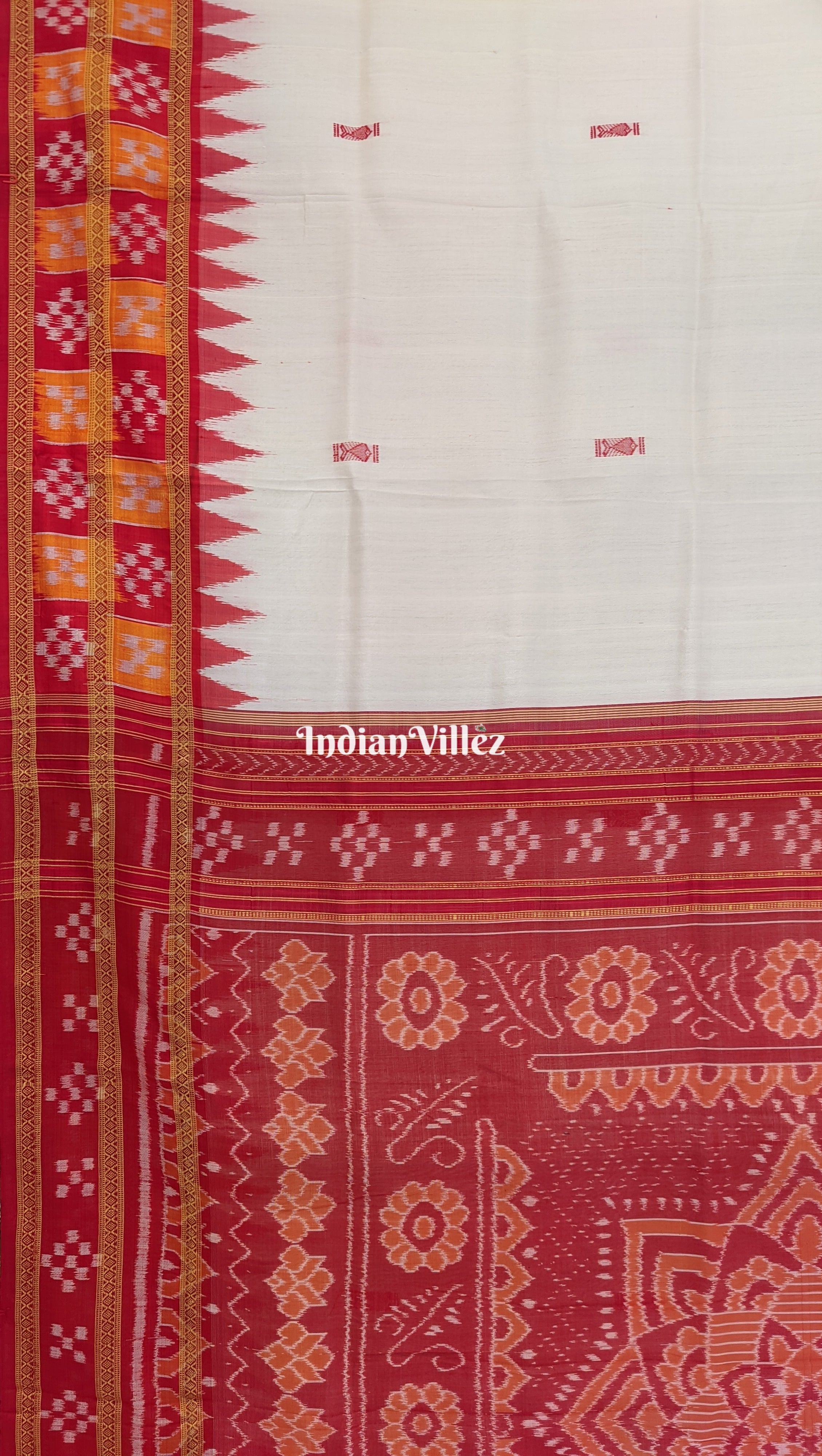 White Border Pasapali Khandua Odisha Handloom Silk Saree
