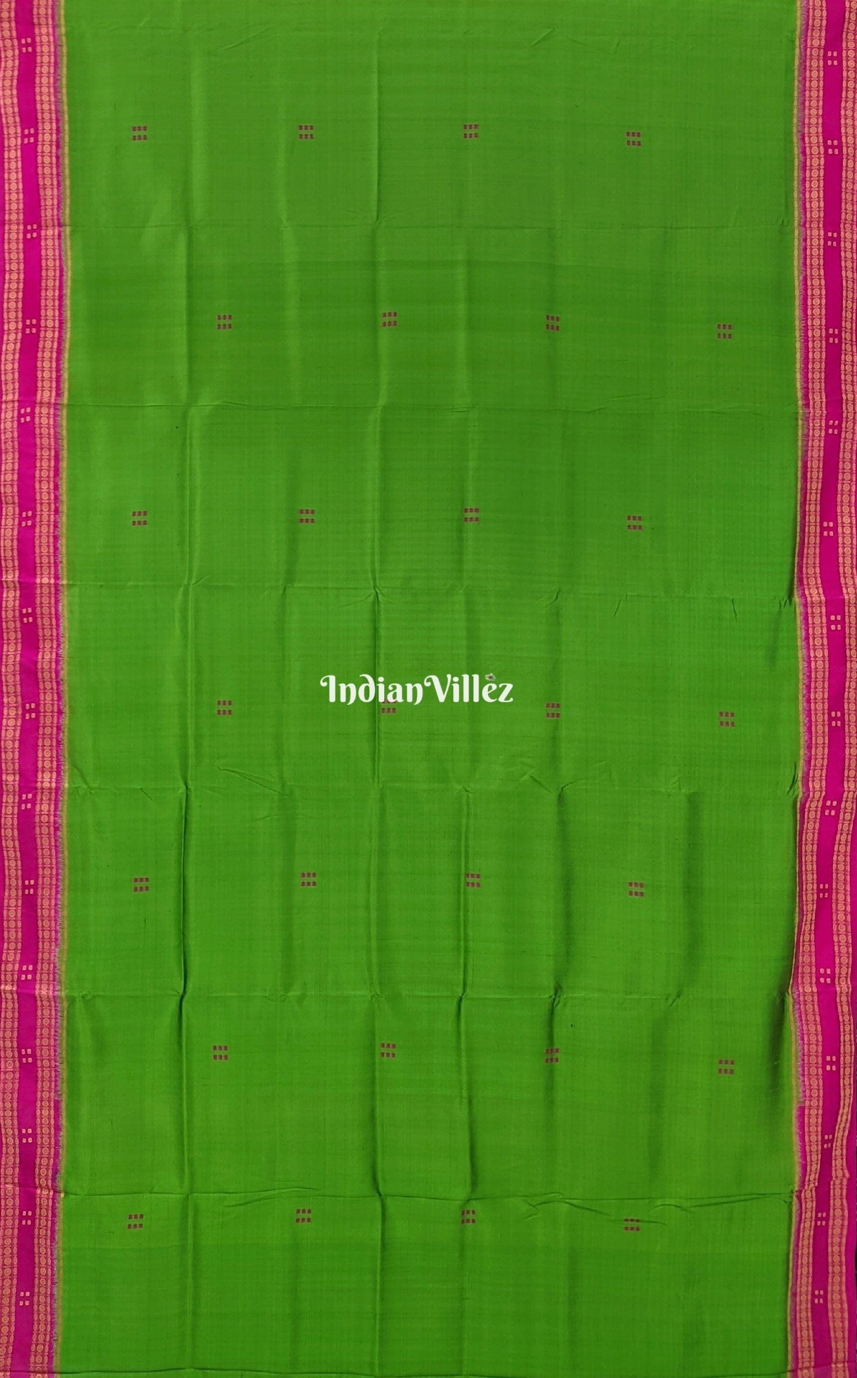 Parrot Green Butta Design Khandua Silk Saree