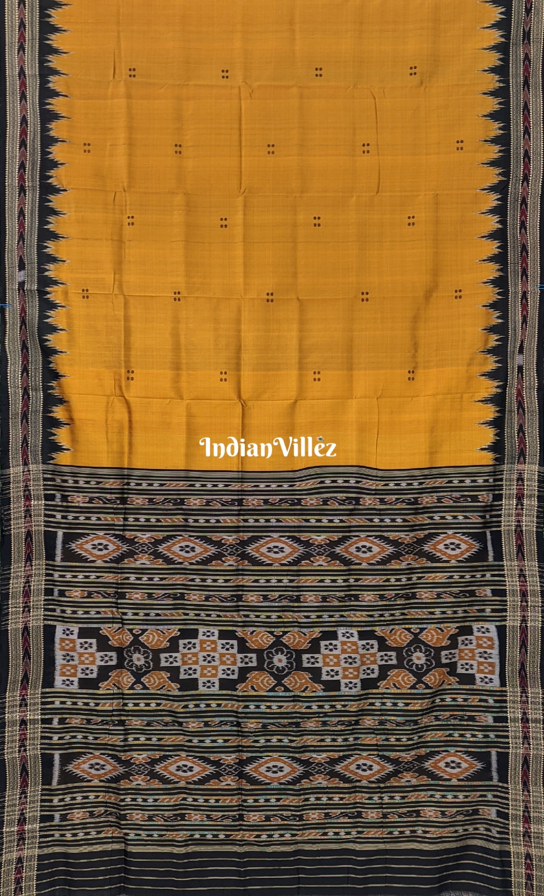 Mustard Yellow Butta Design Odisha Handloom Khandua Silk Saree