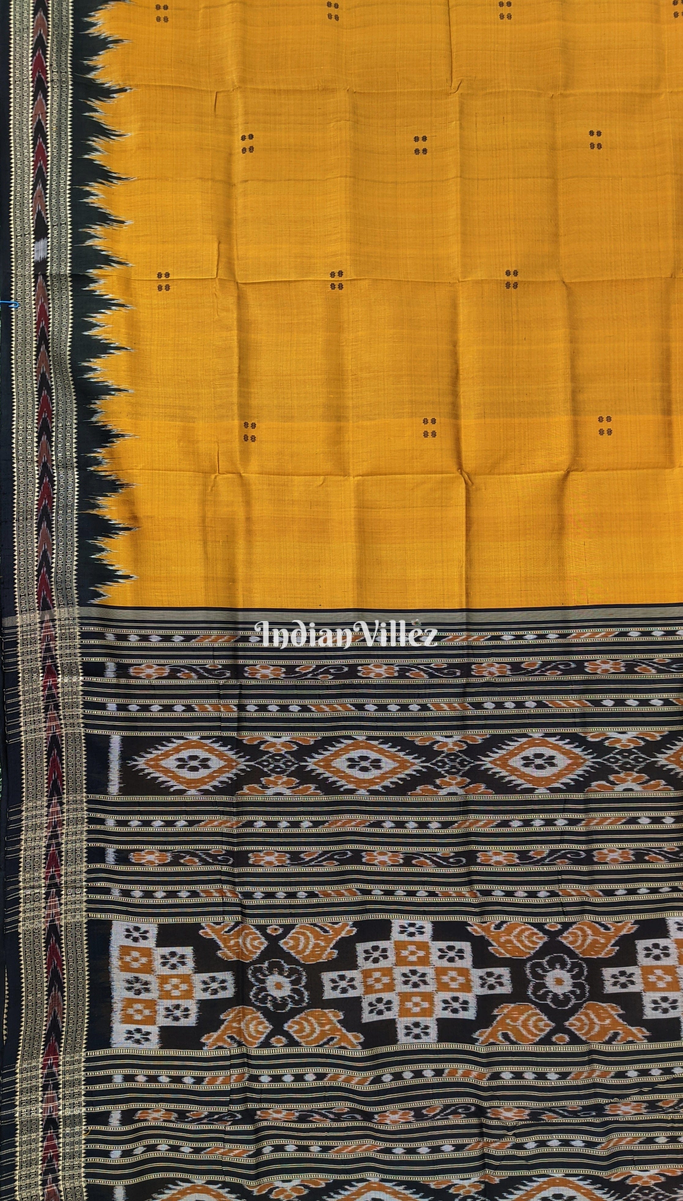 Mustard Yellow Butta Design Odisha Handloom Khandua Silk Saree