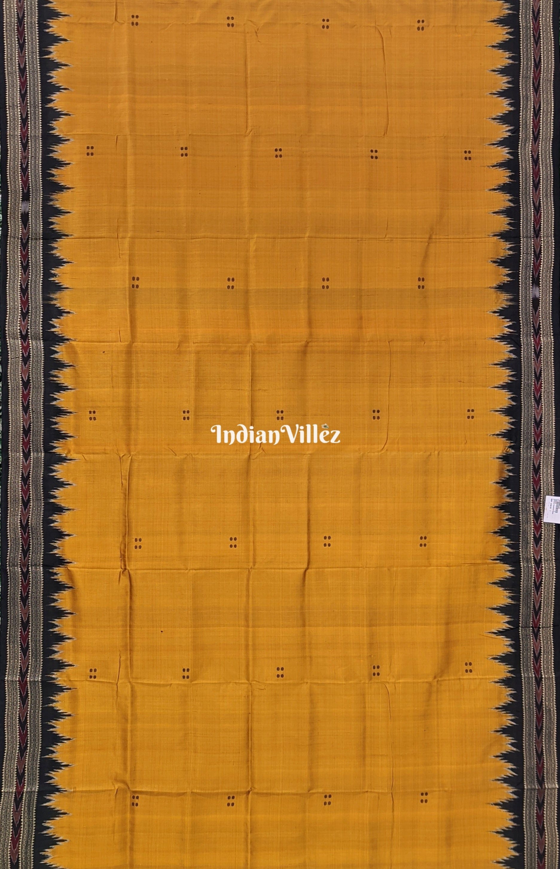 Mustard Yellow Butta Design Odisha Handloom Khandua Silk Saree