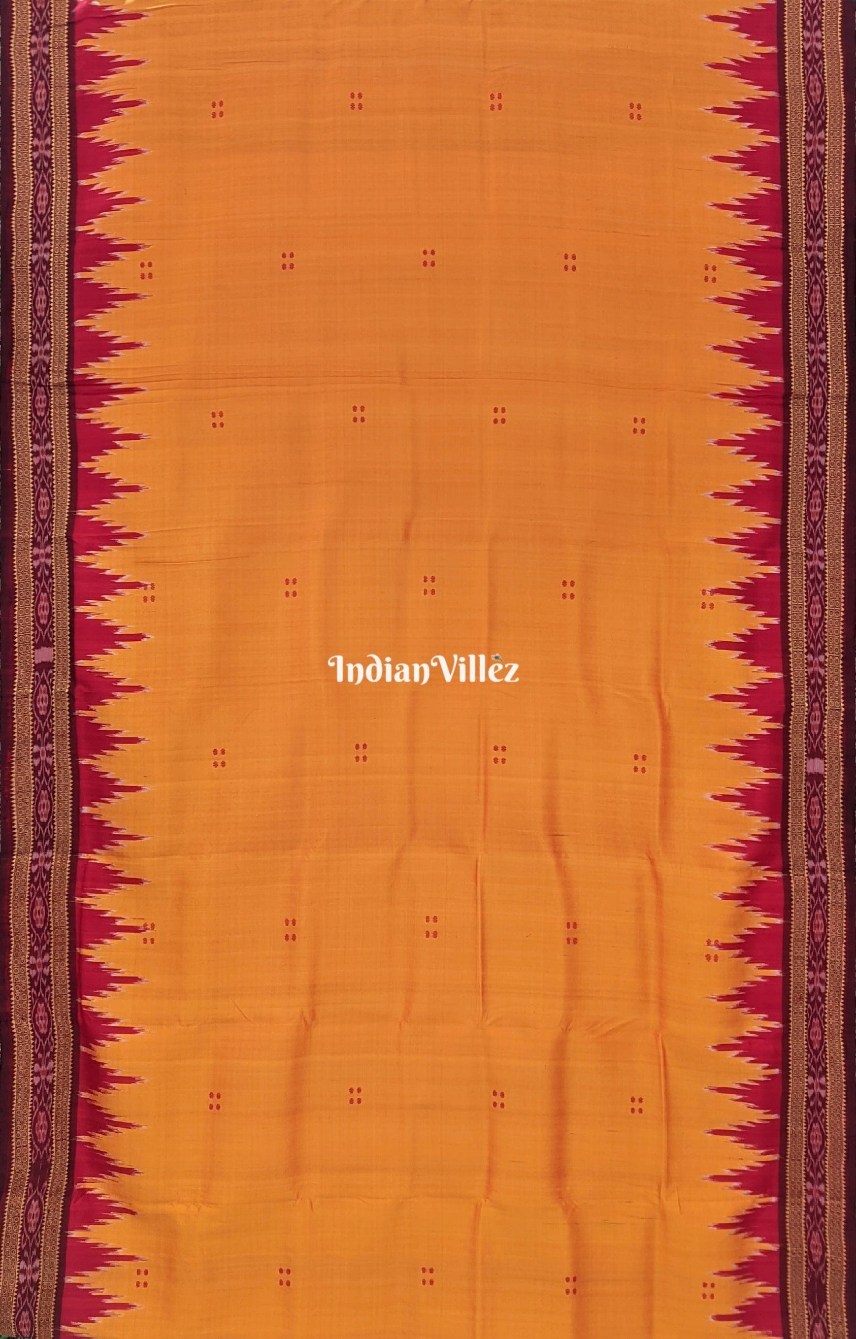 Orange Butta Design Odisha Handloom Khandua Pata Saree
