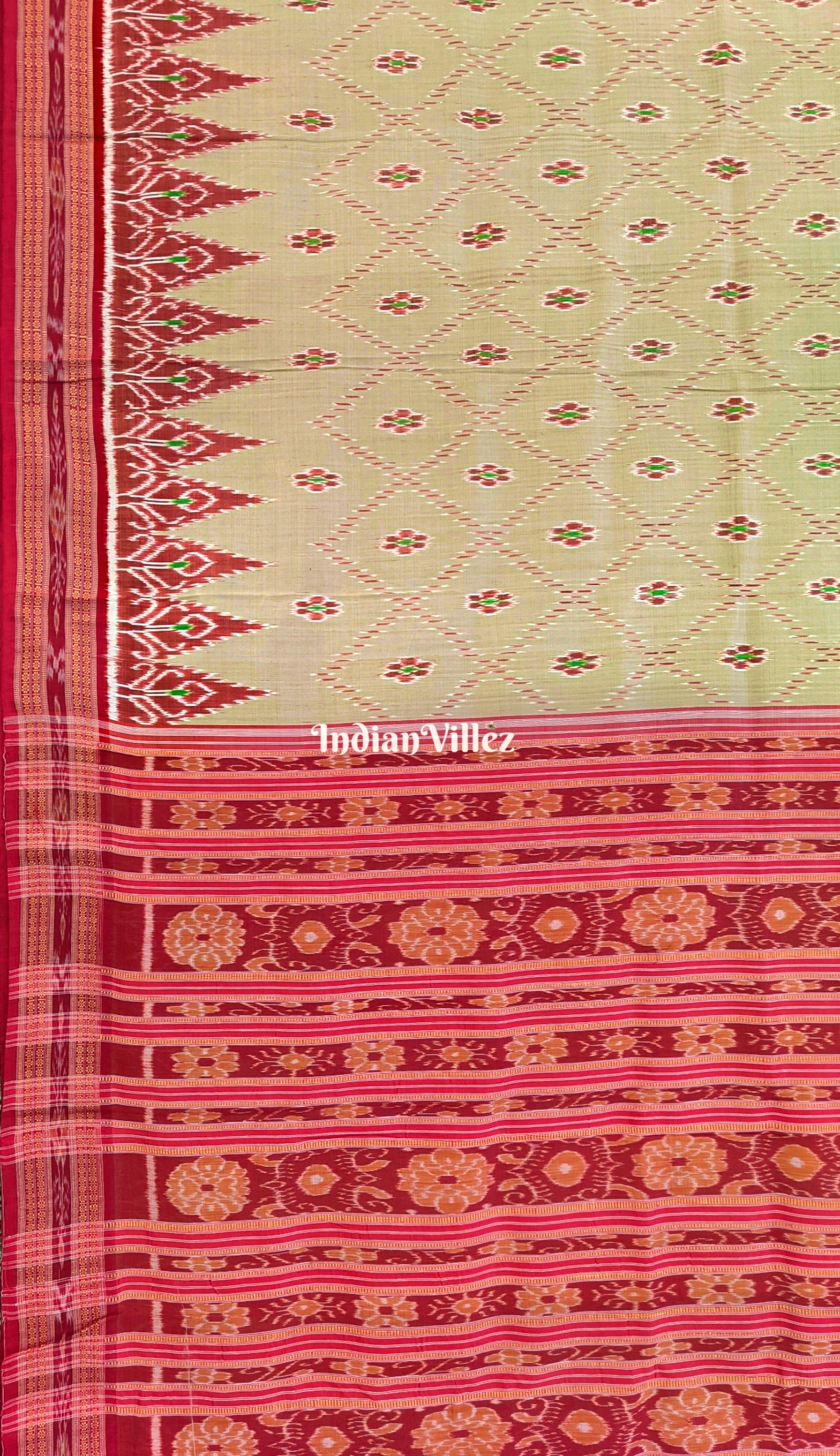 Chandan Color Butta Design Odisha Handloom Khandua Silk Saree
