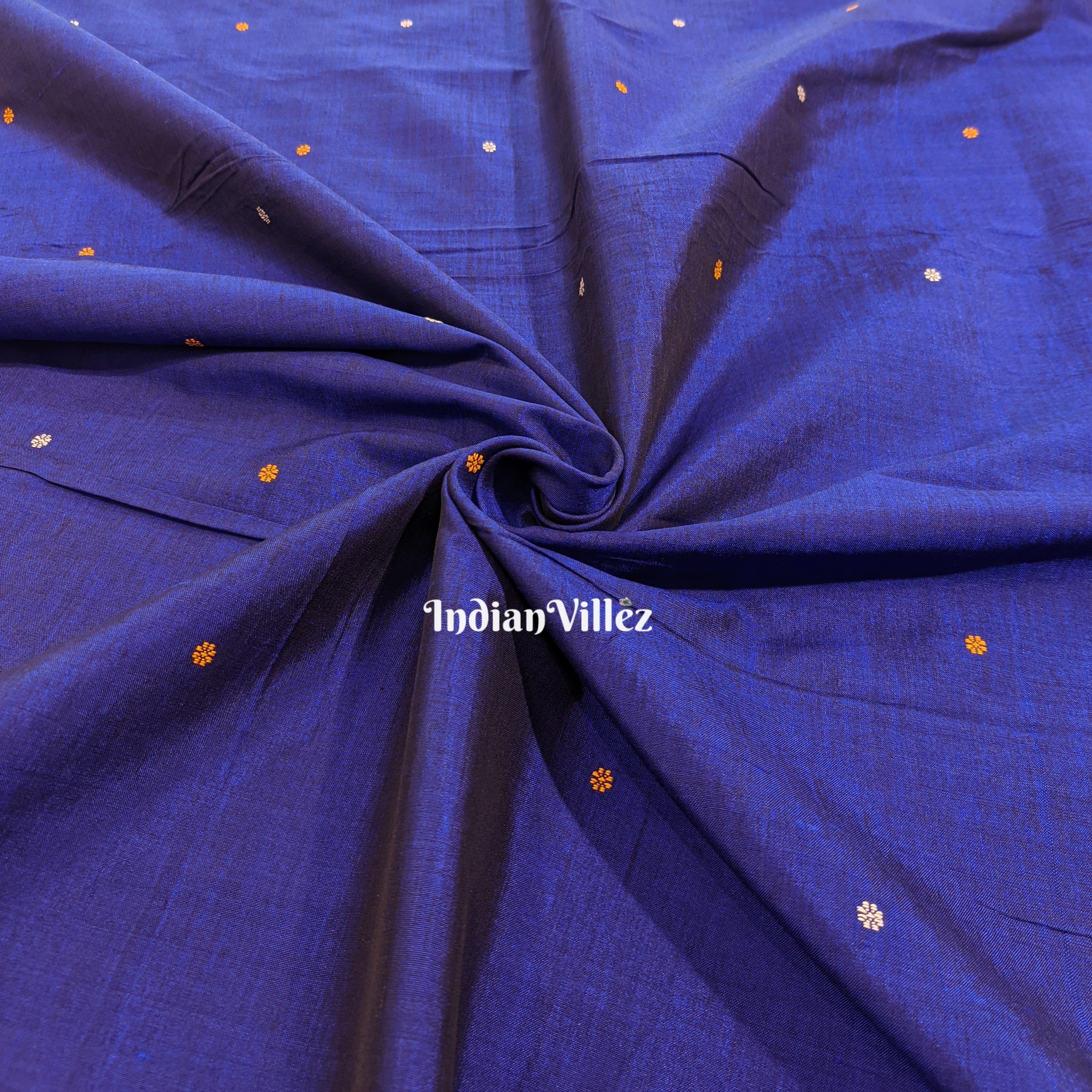 Royal Blue Odisha Handloom Bomkai Ikat Silk Cotton Fabric