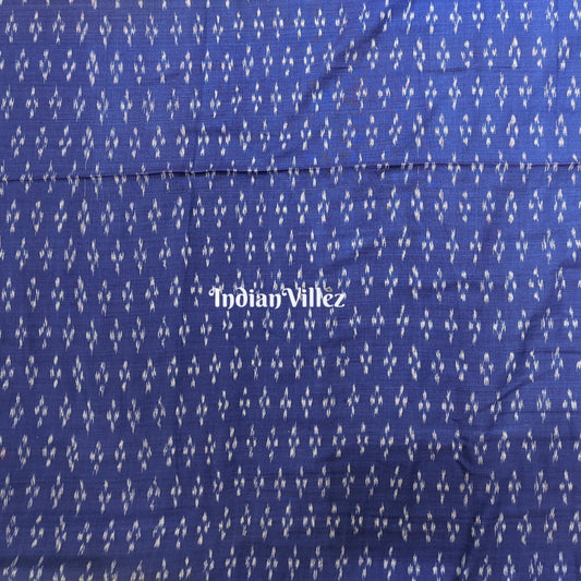 Blue with White Dot Motif Cotton Ikat Handloom Fabric
