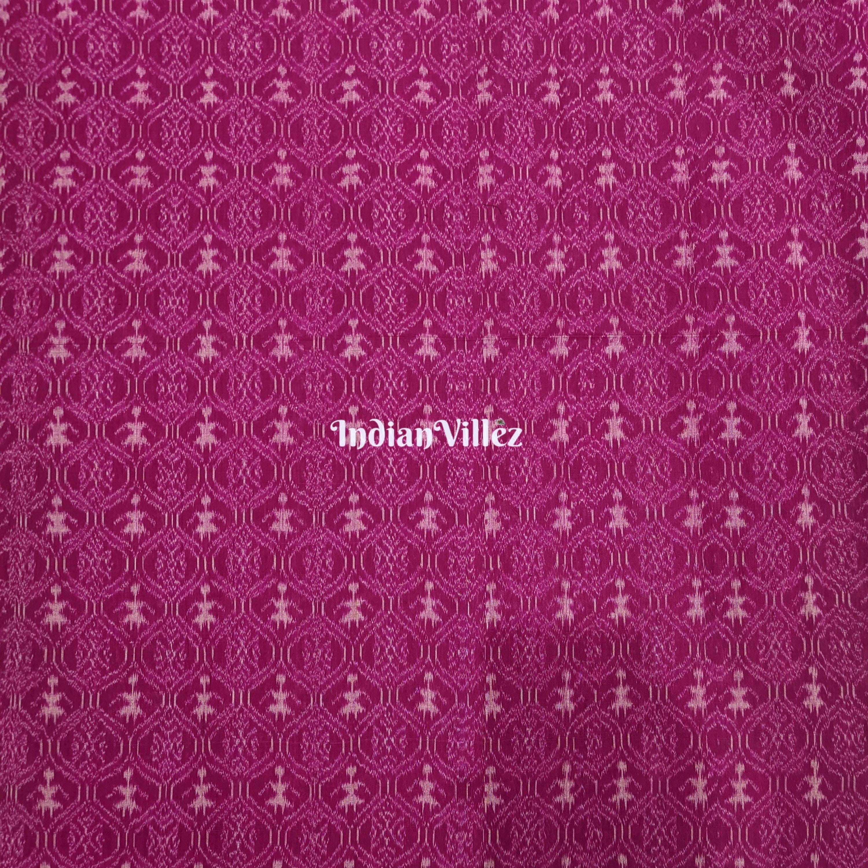 Purple Tribal Theme Odisha Handloom Cotton Ikat Fabric