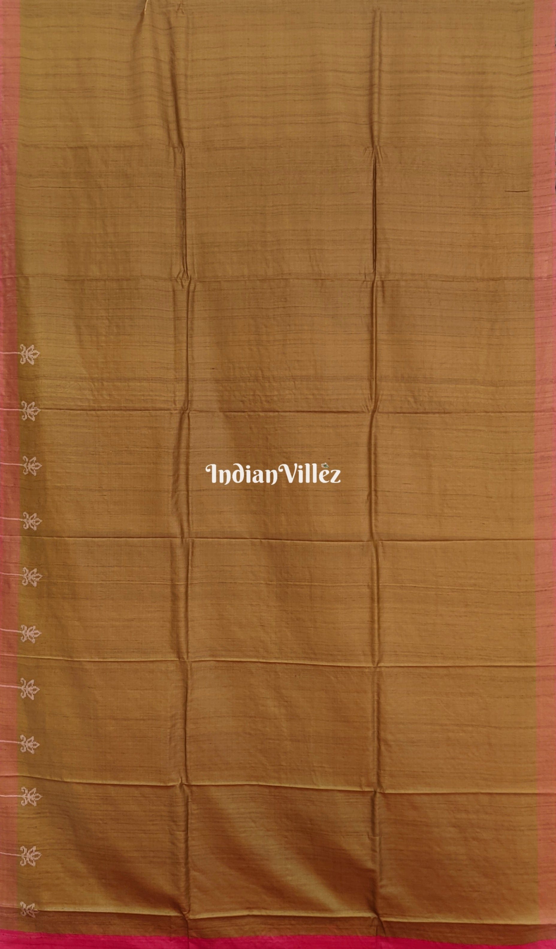 Chocolate Brown Lotus Border Gopalpur Tussar Silk Saree