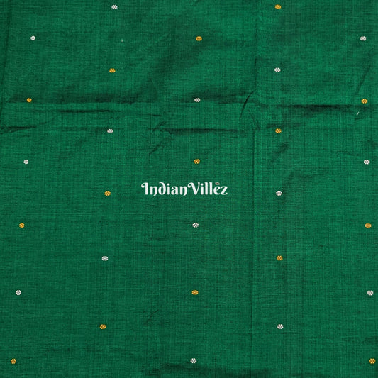 Green Bomkai Silk*Cotton Handloom Fabric
