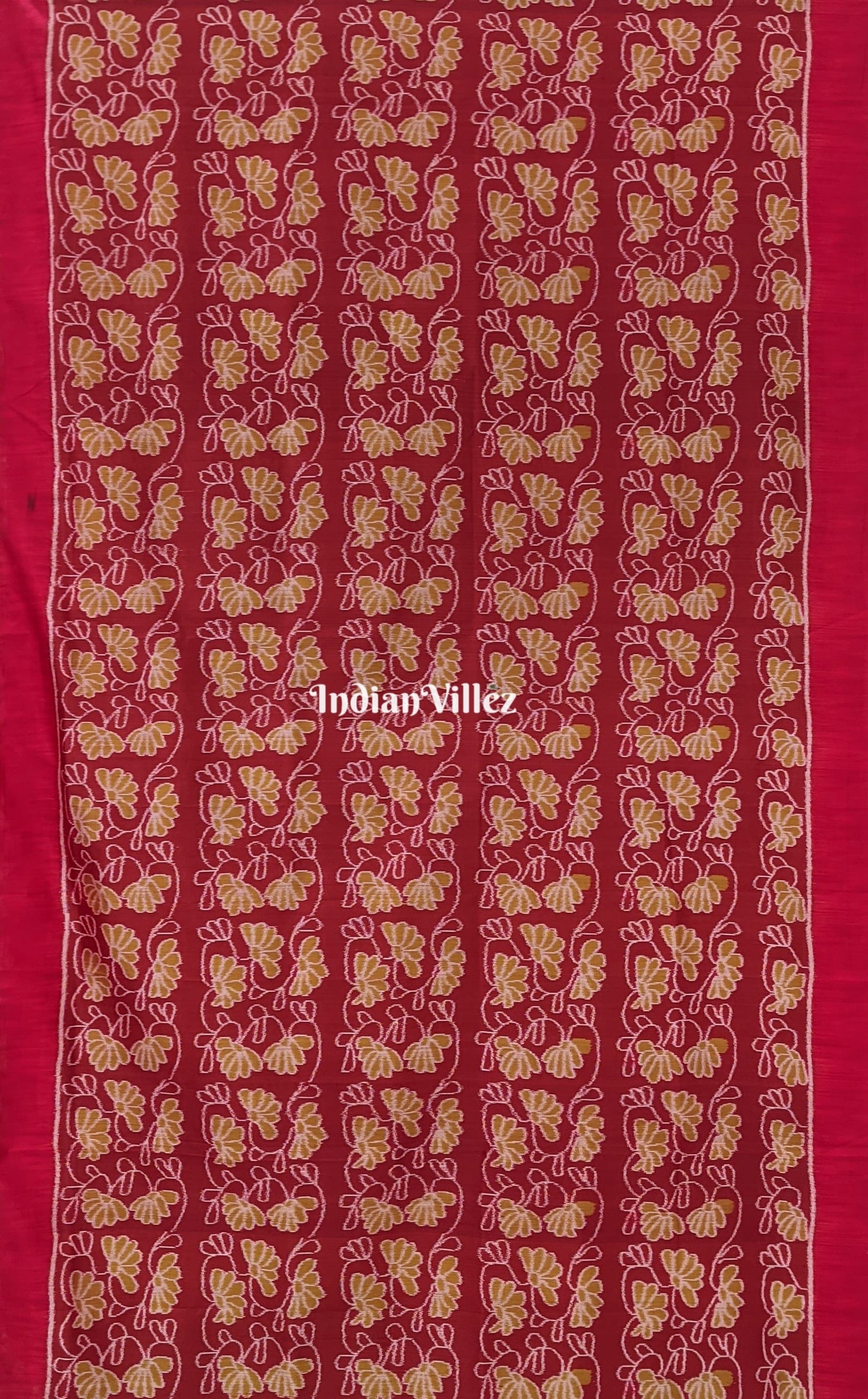 Maroon Flower Contemporary Odisha Ikat Silk Saree
