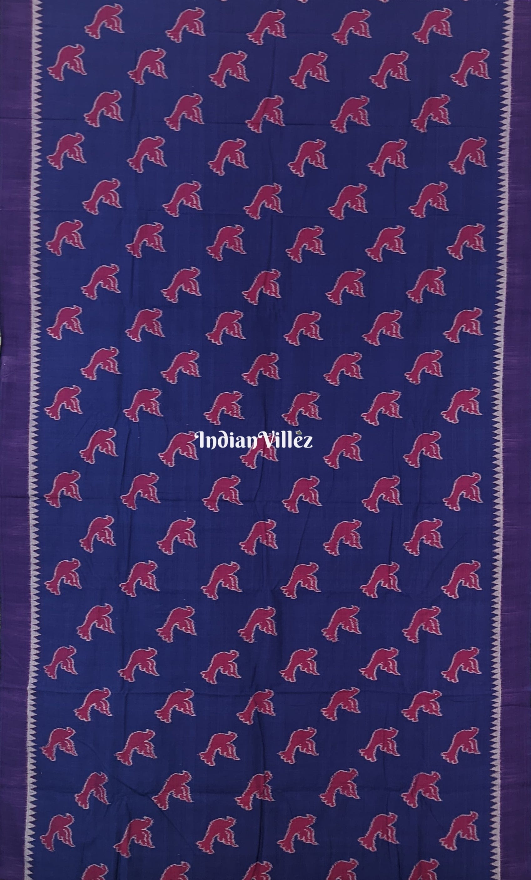 Azo-free Dye Blue Bird Design Contemporary Cotton Saree