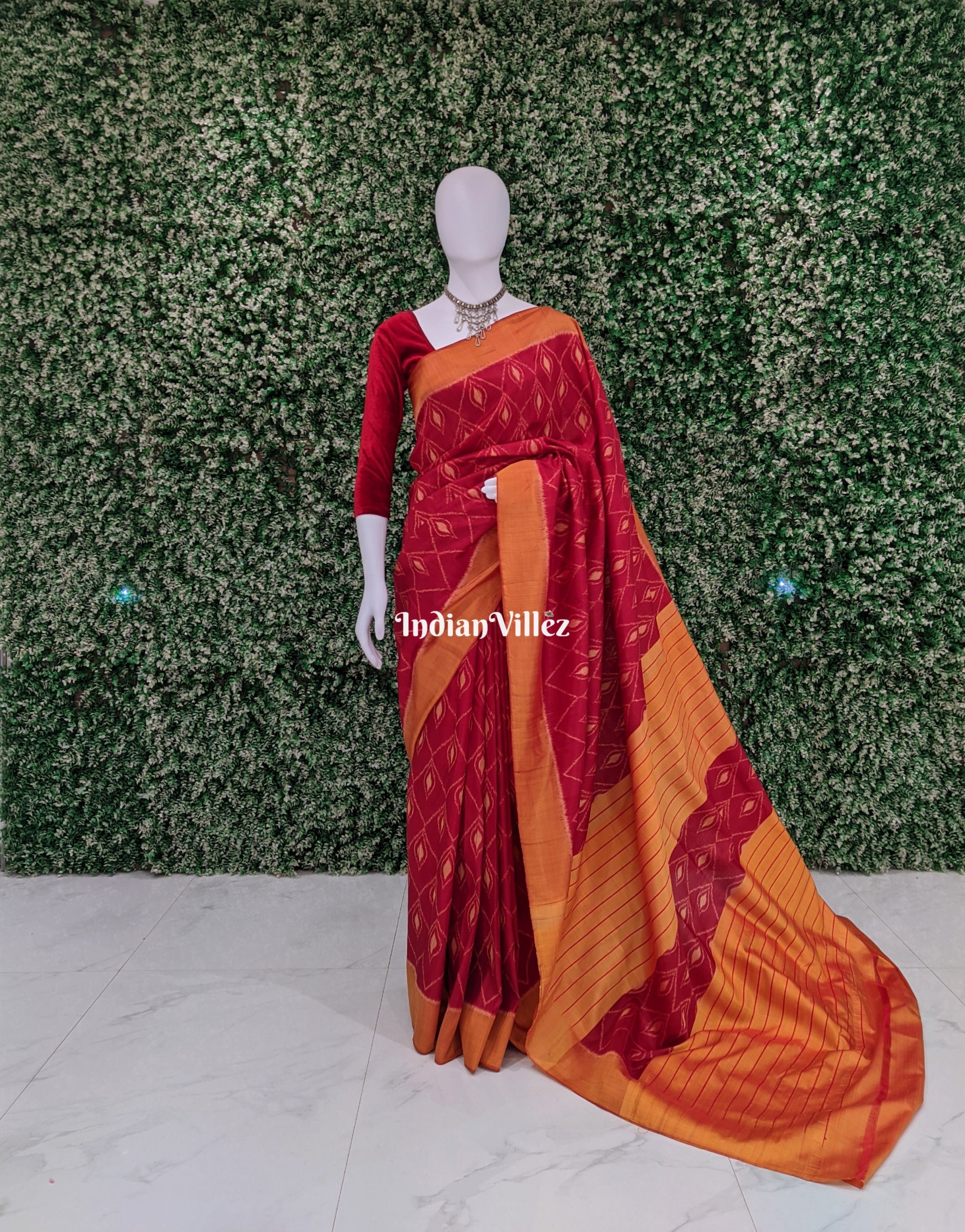 Red Odisha Handloom Contemporary Silk Saree